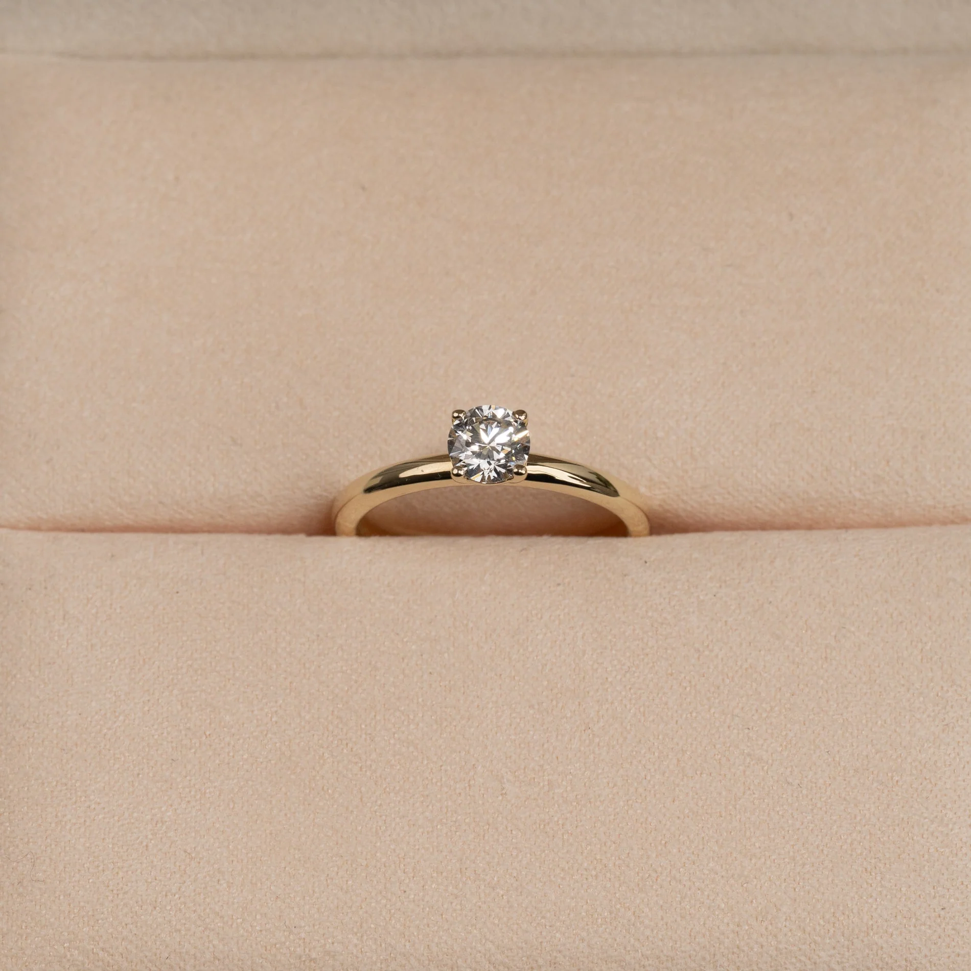 SIMPLE SOLITAIRE BASKET-SET LAB-DIAMOND RING - 0.5ct - YG - Image 3