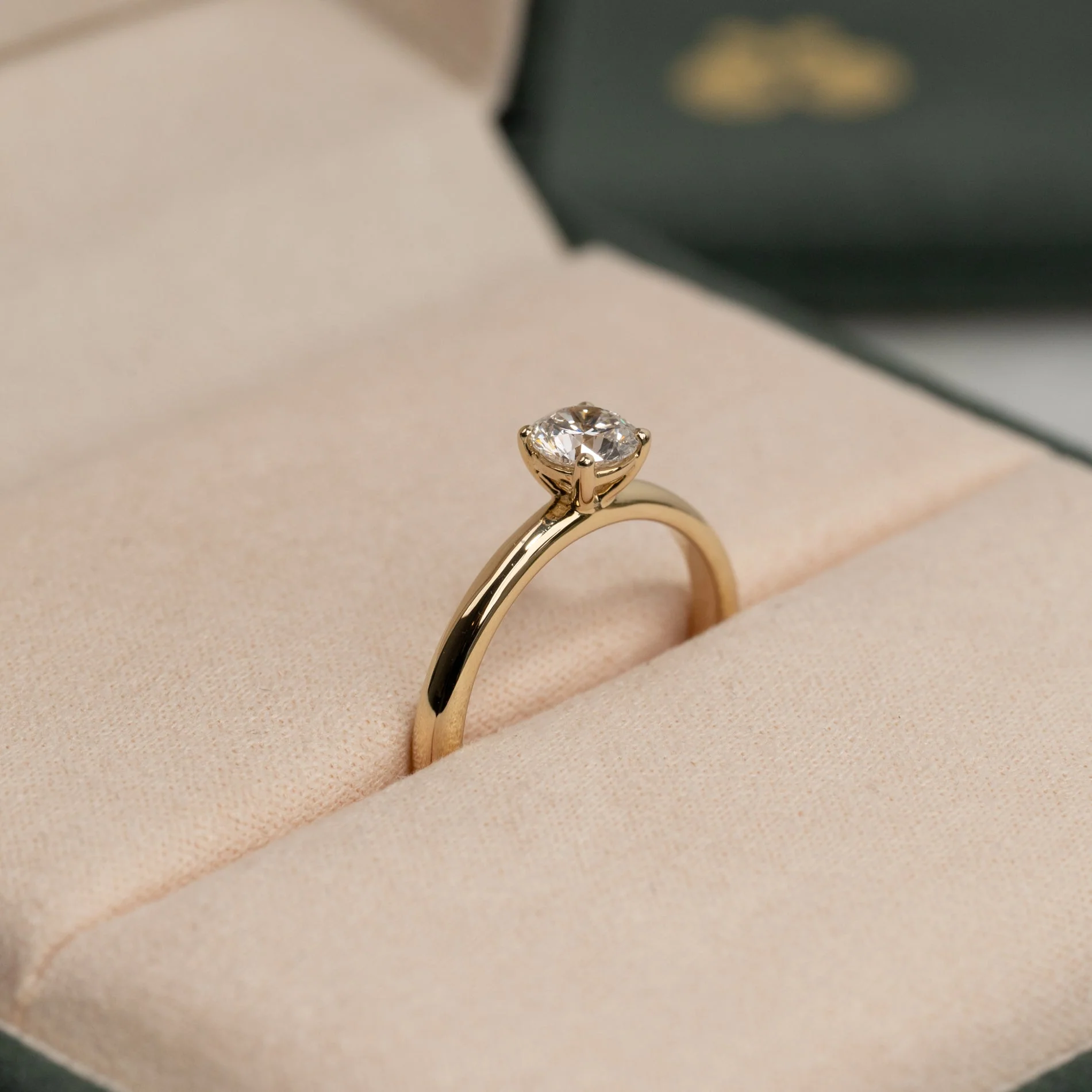 SIMPLE SOLITAIRE BASKET-SET LAB-DIAMOND RING - 0.5ct - YG - Image 5