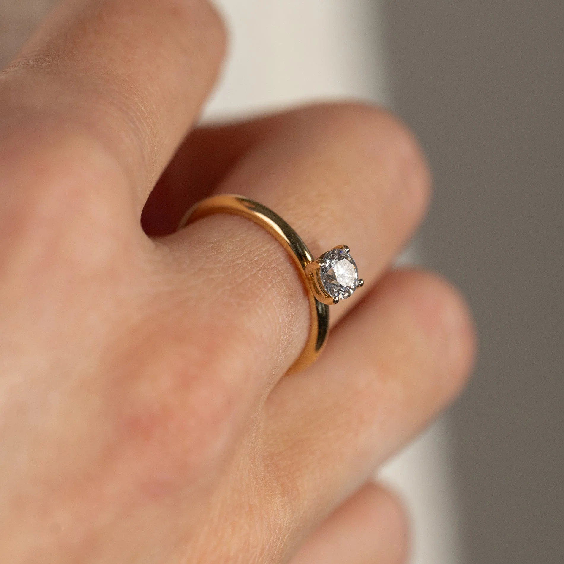 SIMPLE SOLITAIRE BASKET-SET LAB-DIAMOND RING - 0.5ct - YG - Image 7