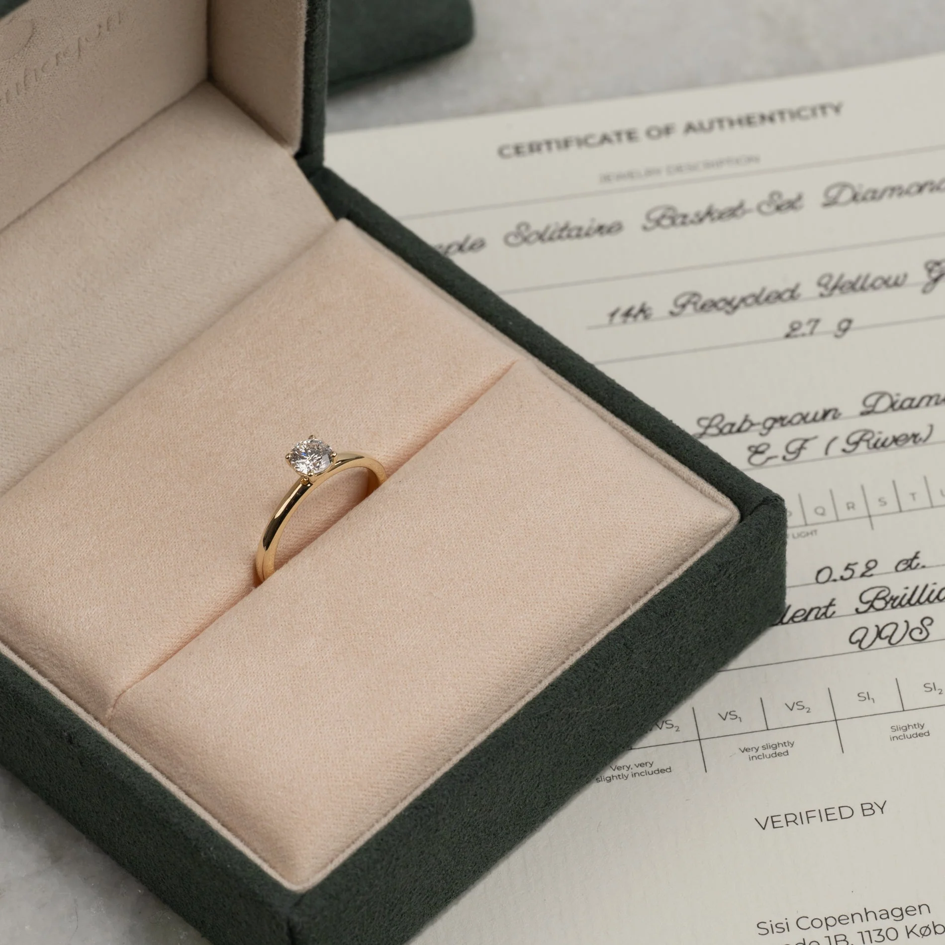 SIMPLE SOLITAIRE BASKET-SET LAB-DIAMOND RING - 0.5ct - YG - Image 8