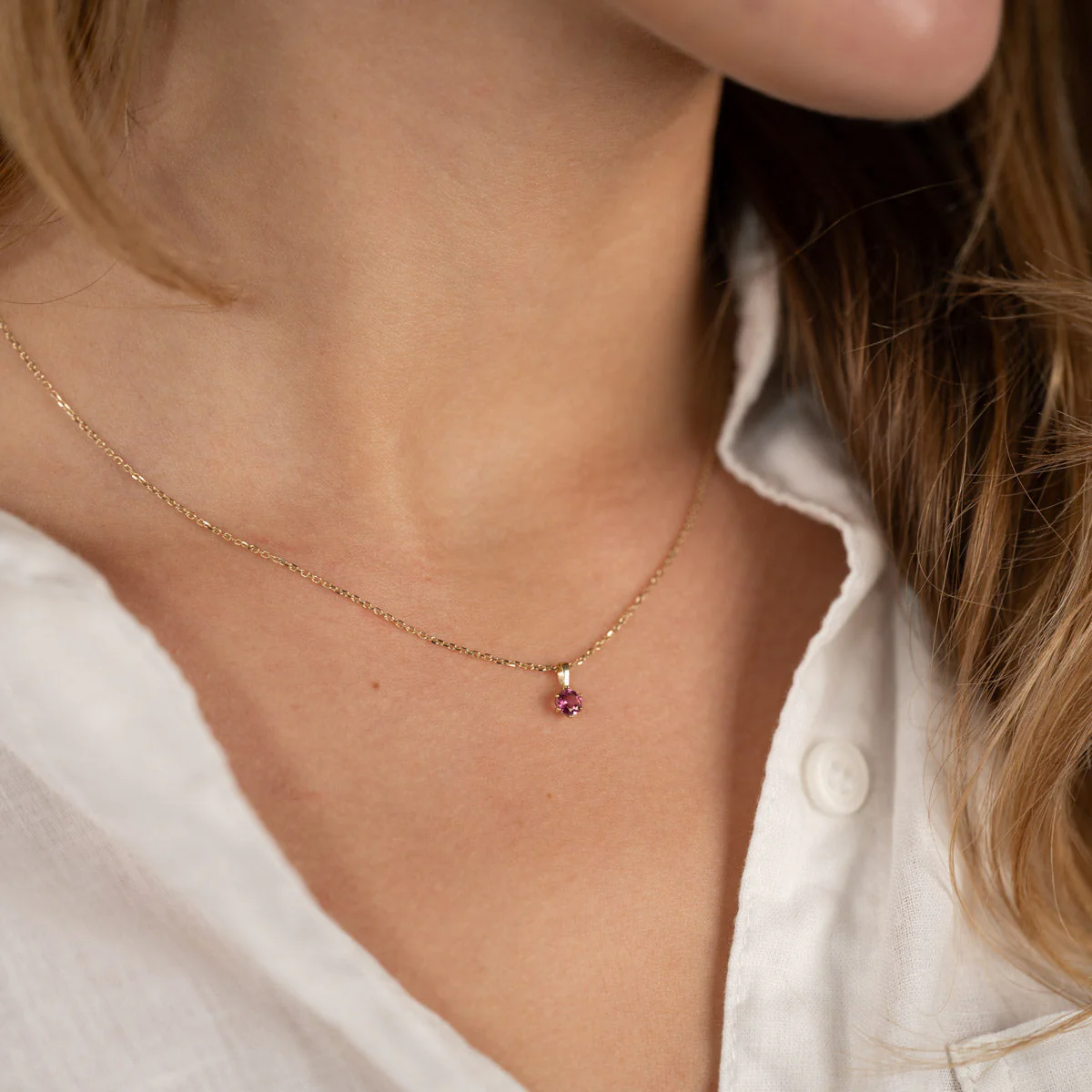 SOLEY PINK TOPAZ SOLID GOLD PENDANT - Image 3