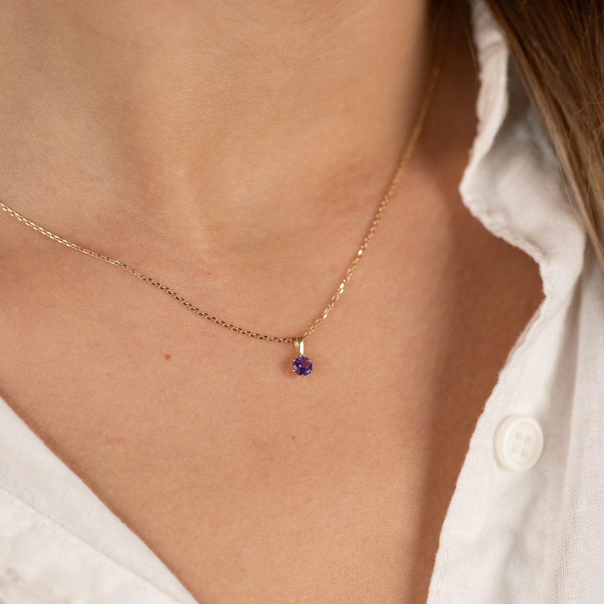 SOLEY PURPLE AMETHYST SOLID GOLD PENDANT - Image 3