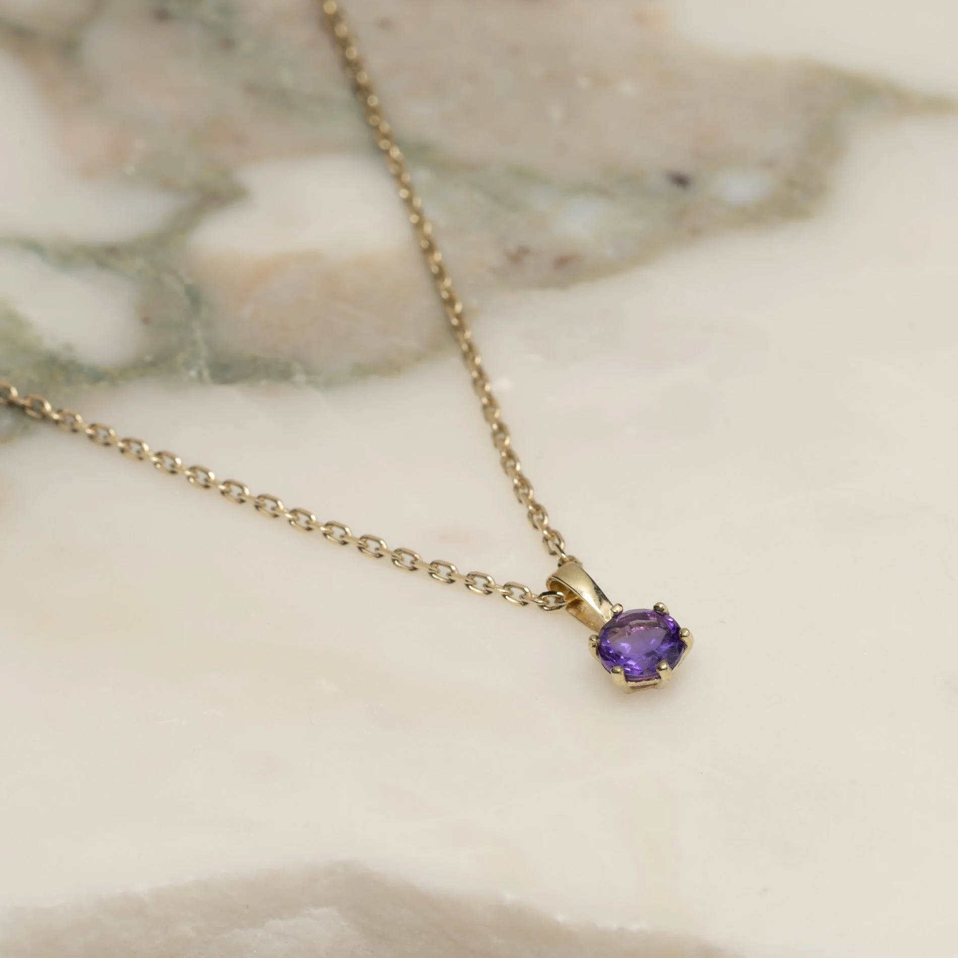 SOLEY PURPLE AMETHYST SOLID GOLD PENDANT - Image 4