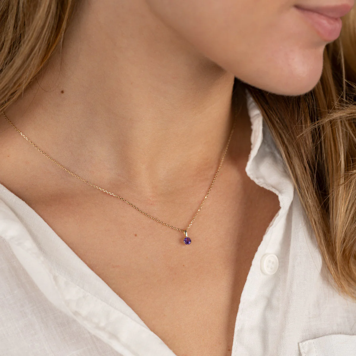 SOLEY PURPLE AMETHYST SOLID GOLD PENDANT - Image 5