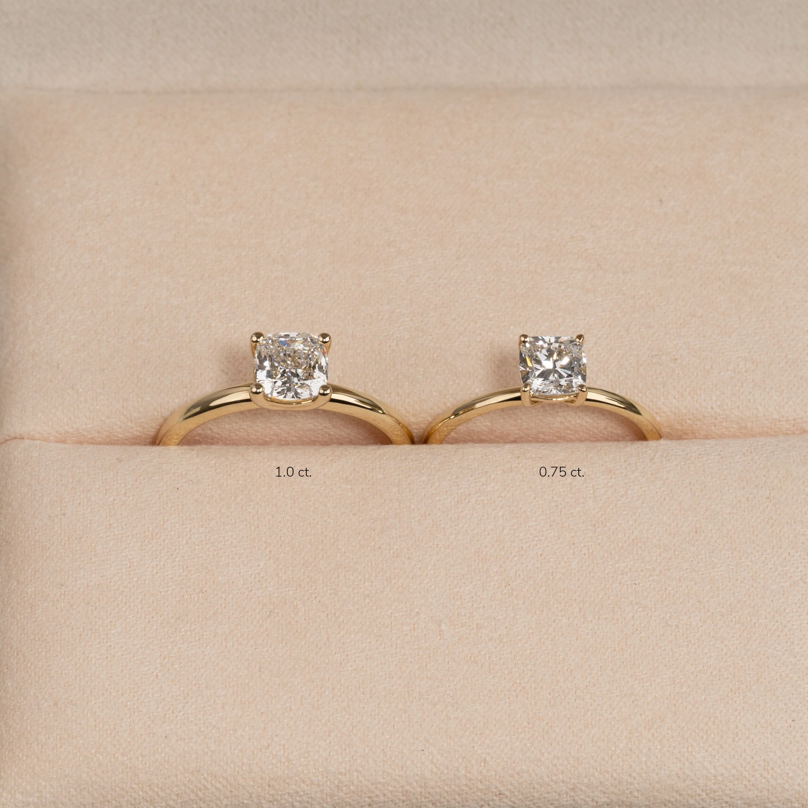 SOLITAIRE BASKET-SET CUSHION-CUT LAB-DIAMOND RING - 0.75ct - YG - Image 9