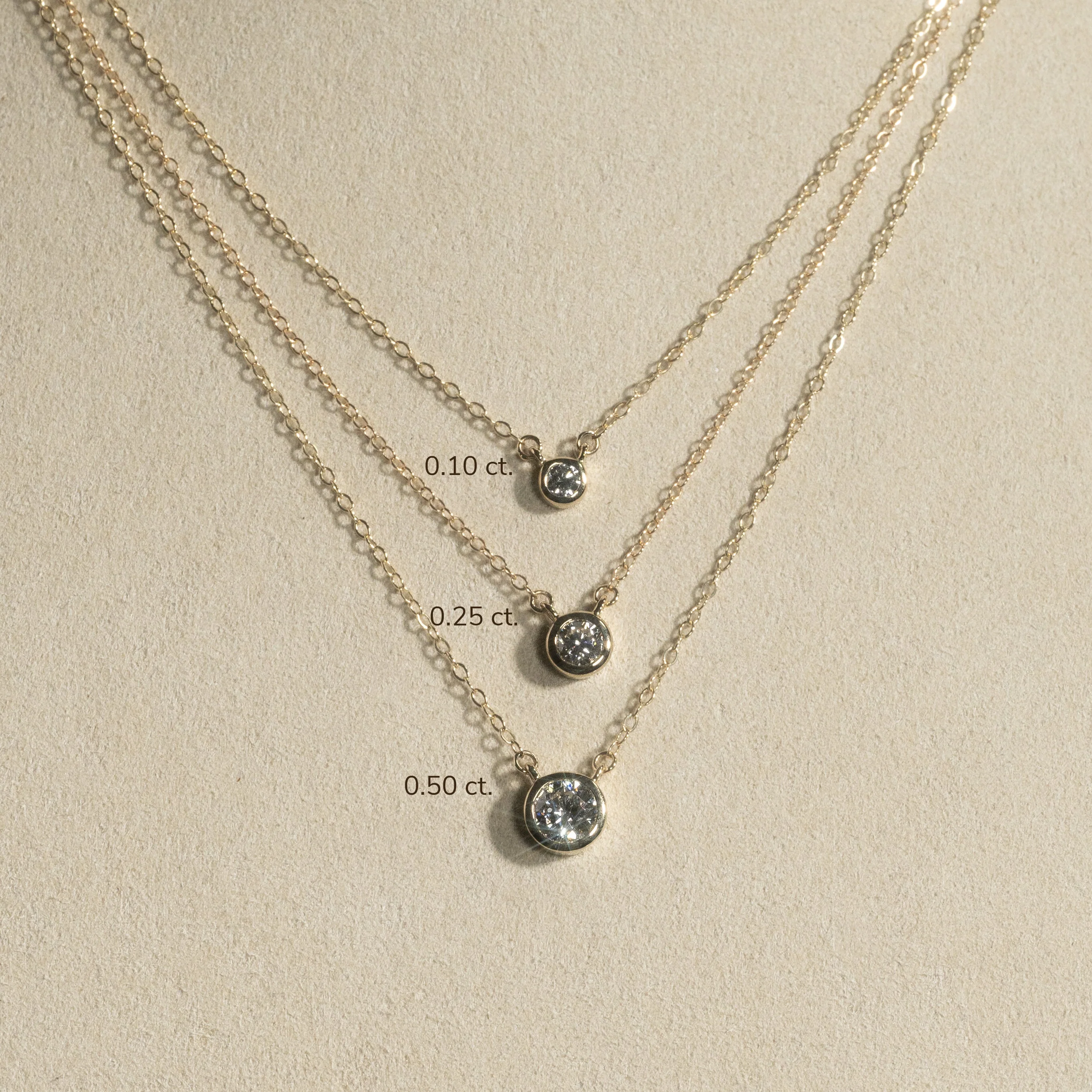 SOLITAIRE BEZEL LAB-DIAMOND NECKLACE - 0.1ct - YG - Image 14