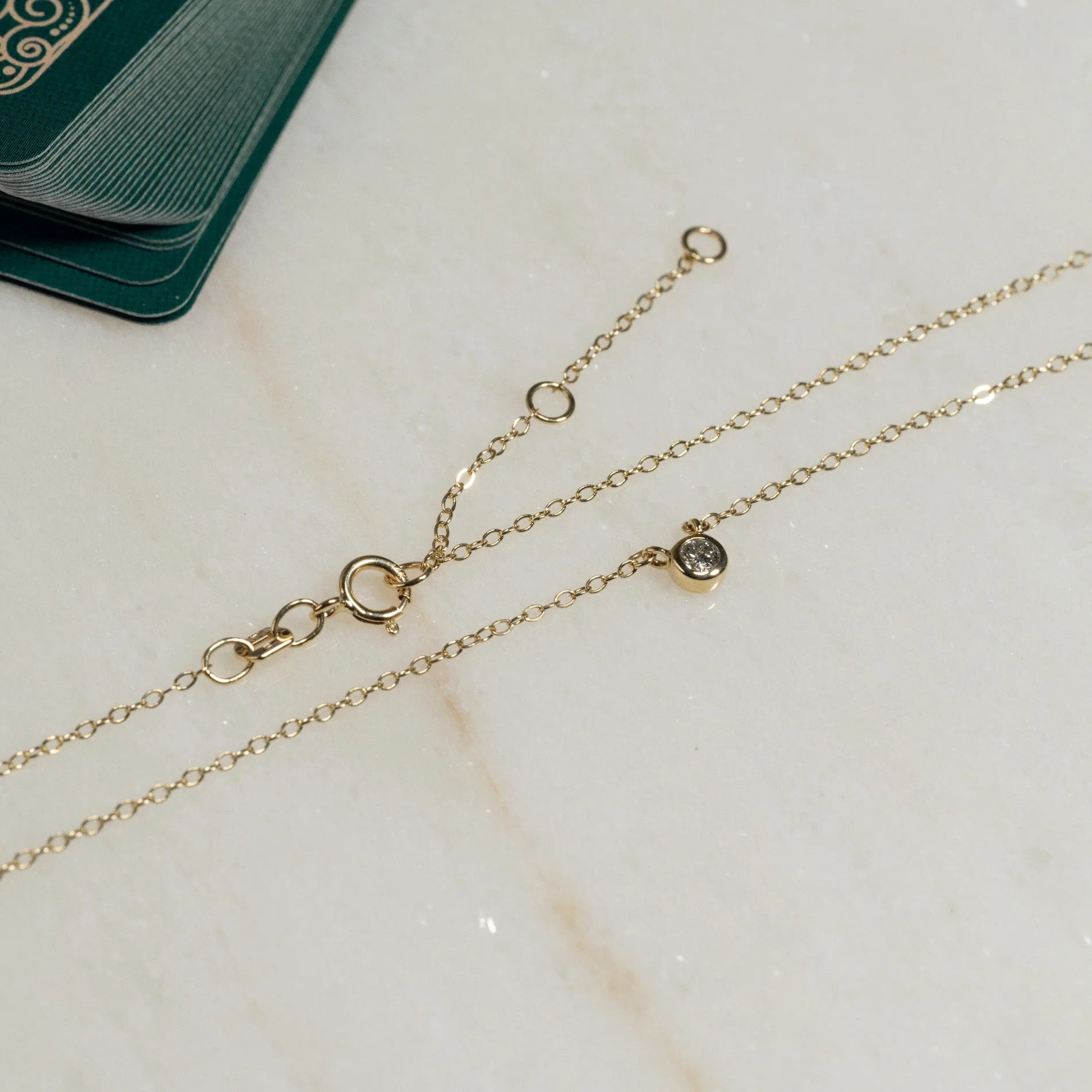 SOLITAIRE BEZEL LAB-DIAMOND NECKLACE - 0.1ct - YG - Image 8