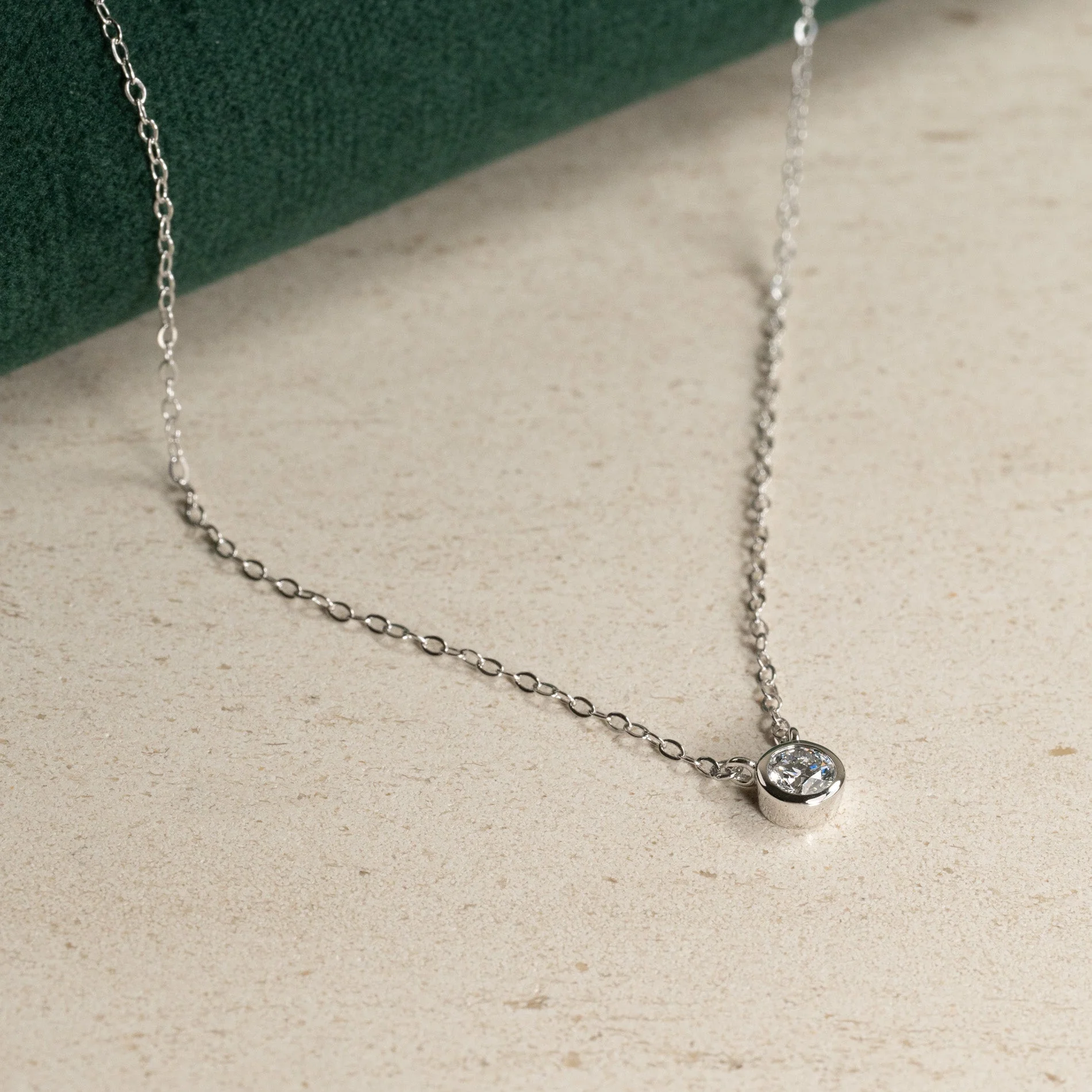 SOLITAIRE BEZEL LAB-DIAMOND NECKLACE - 0.25ct - WG - Image 11