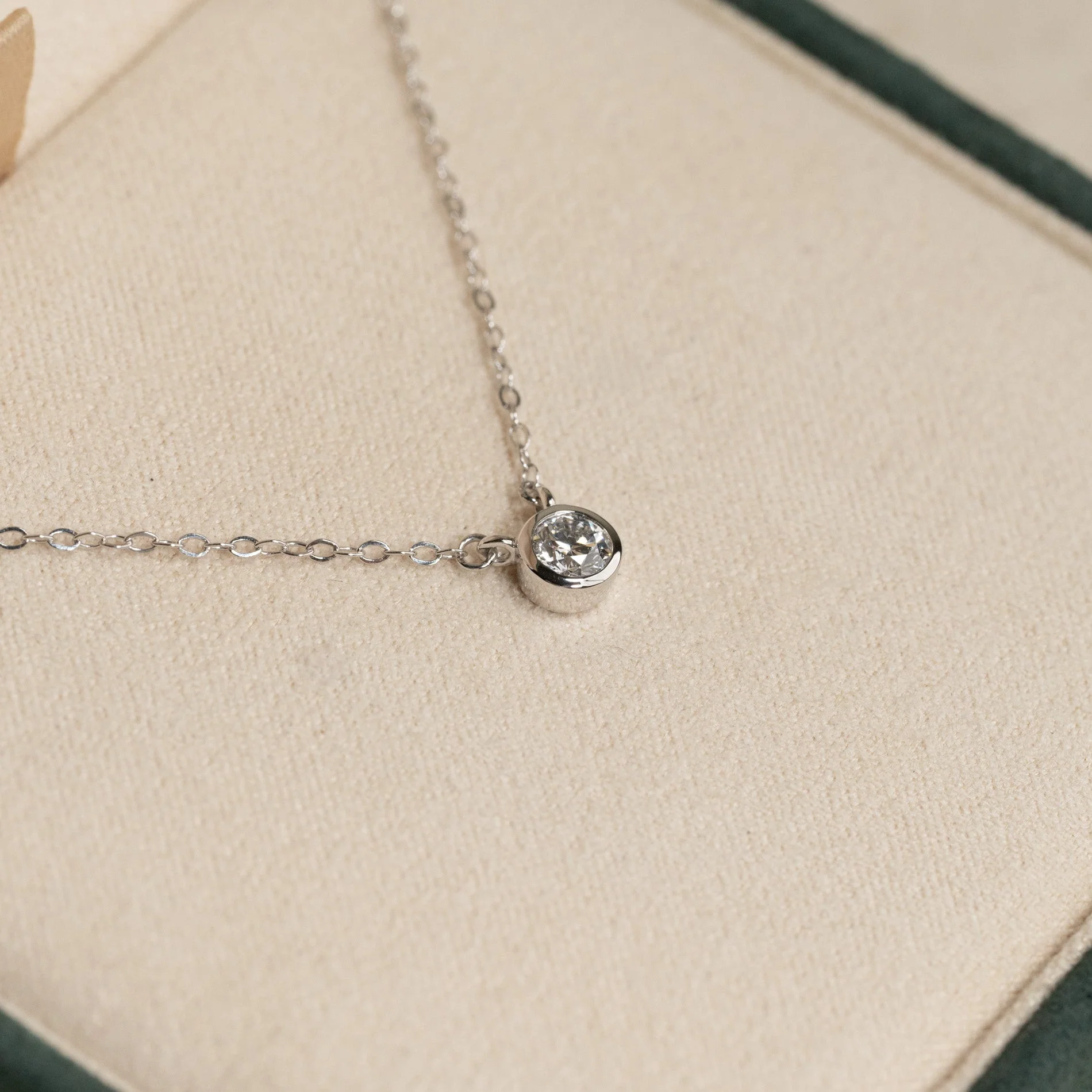 SOLITAIRE BEZEL LAB-DIAMOND NECKLACE - 0.25ct - WG - Image 3