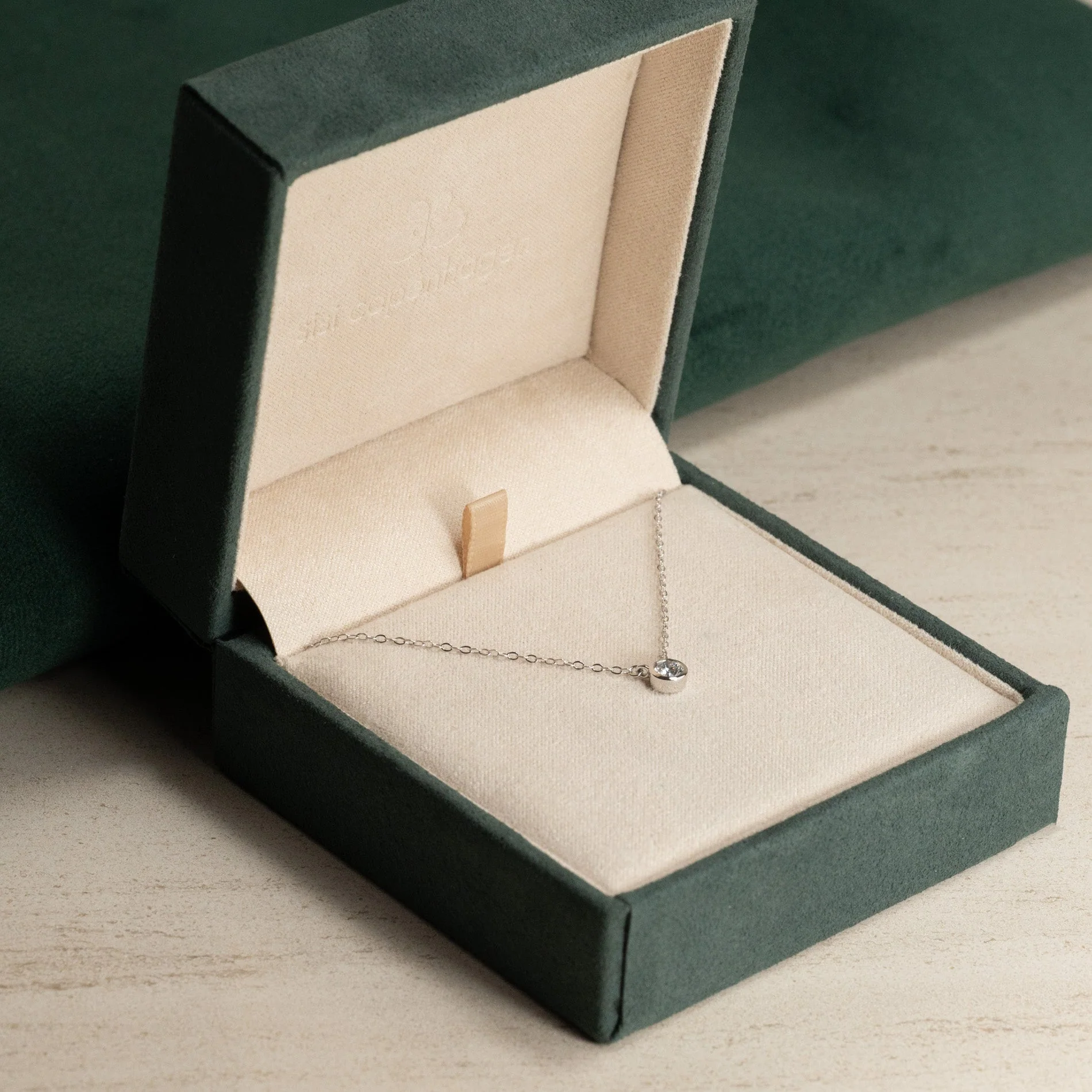 SOLITAIRE BEZEL LAB-DIAMOND NECKLACE - 0.25ct - WG - Image 5