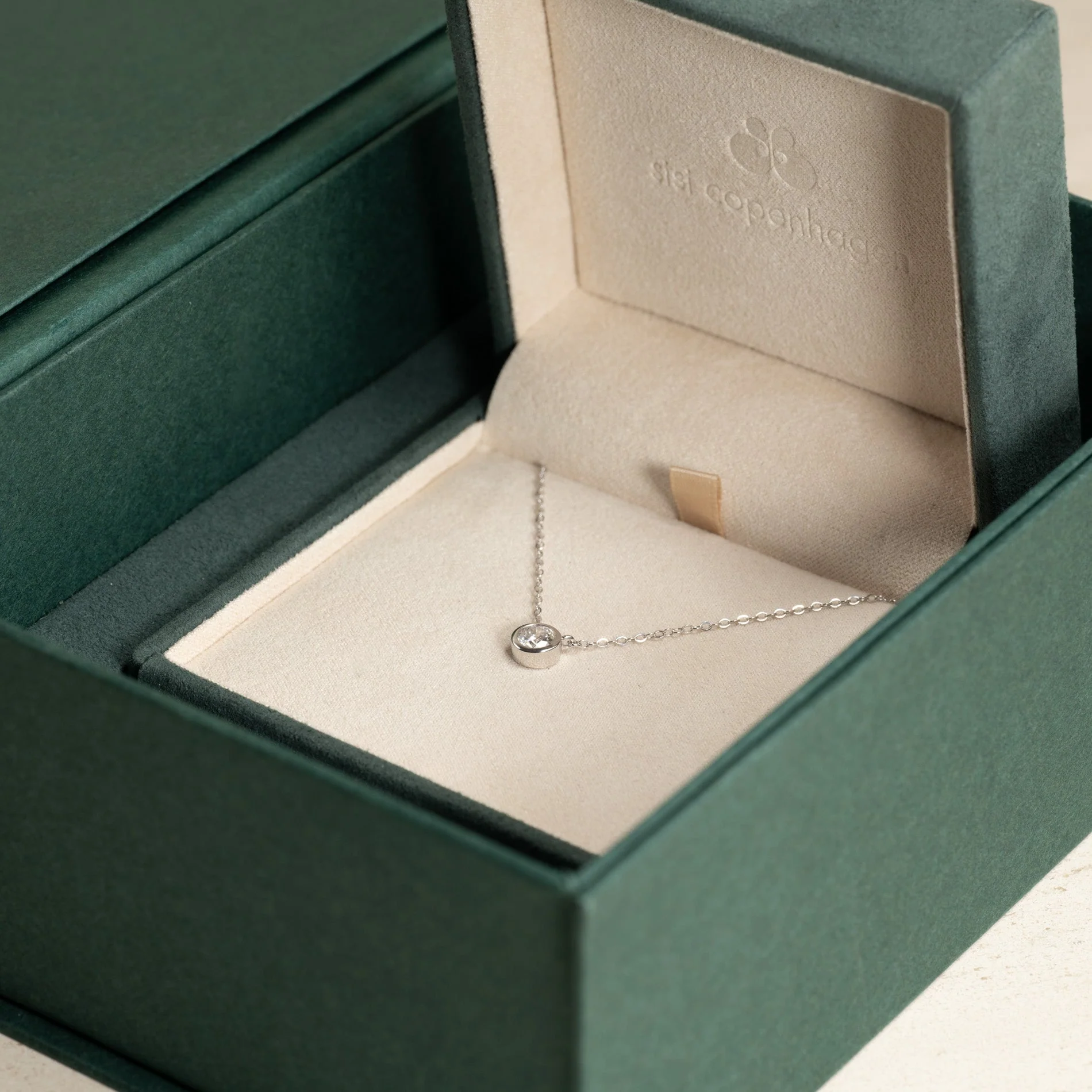 SOLITAIRE BEZEL LAB-DIAMOND NECKLACE - 0.5ct - WG - Image 14
