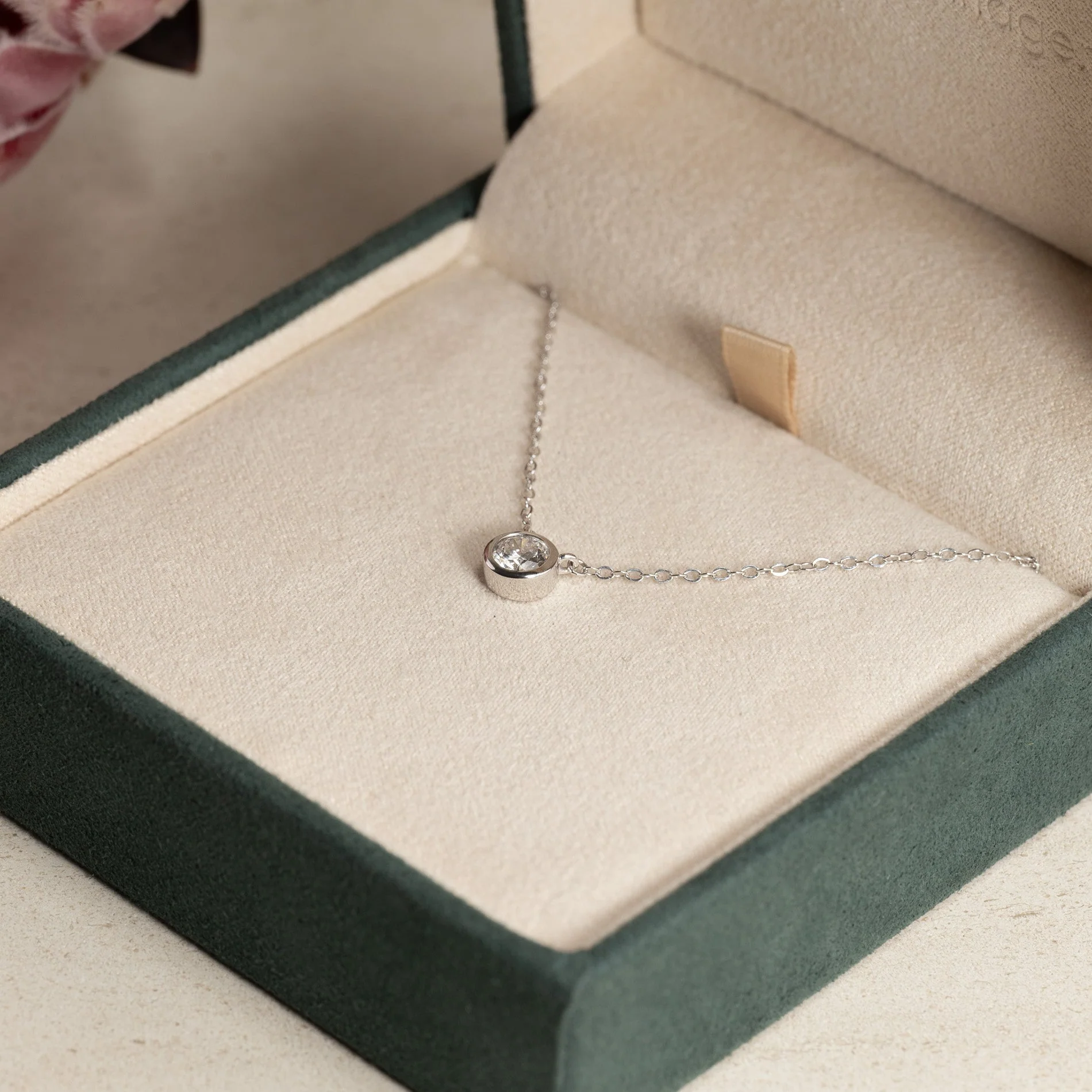 SOLITAIRE BEZEL LAB-DIAMOND NECKLACE - 0.5ct - WG - Image 3