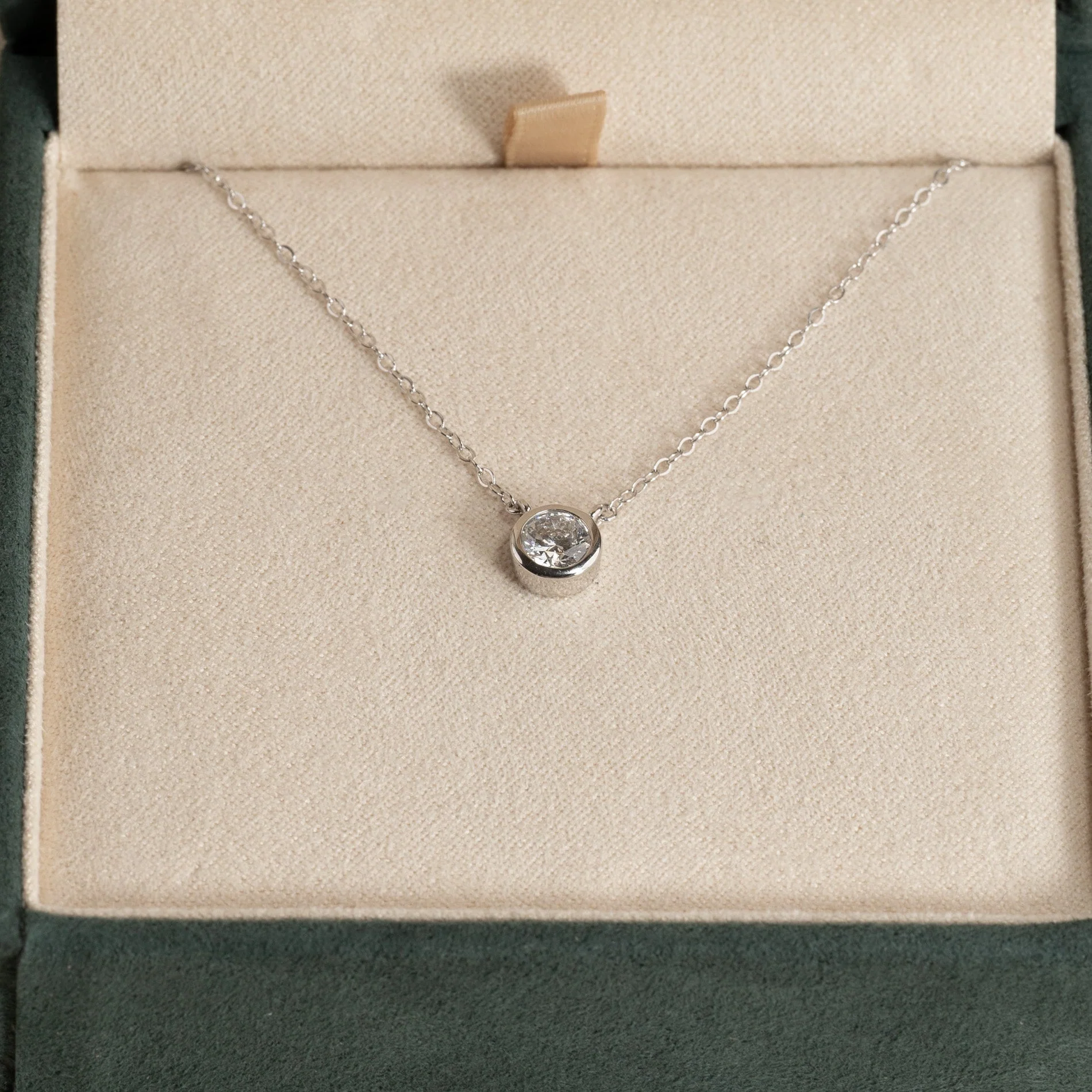 SOLITAIRE BEZEL LAB-DIAMOND NECKLACE - 0.5ct - WG - Image 9