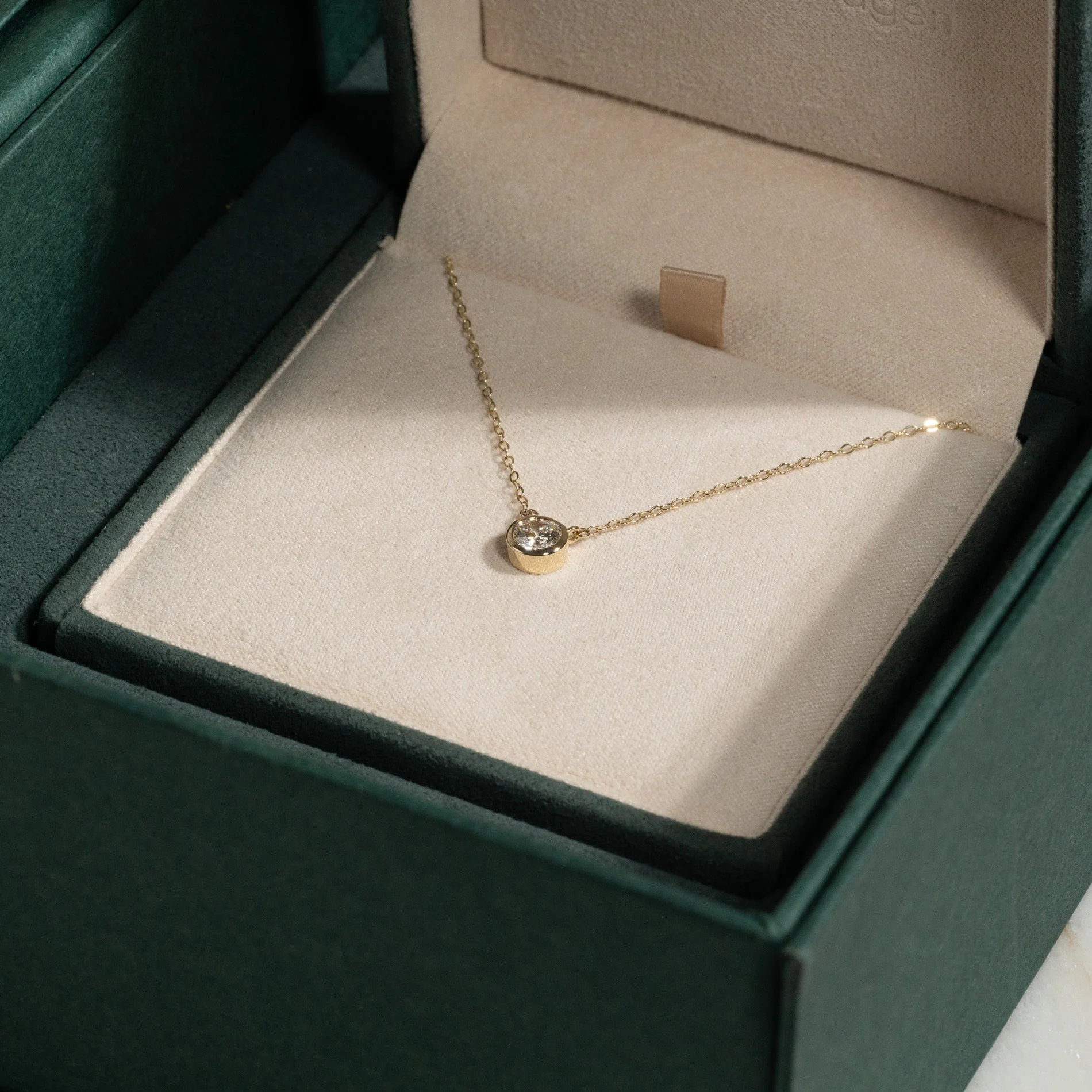 SOLITAIRE BEZEL LAB-DIAMOND NECKLACE - 0.5ct - YG - Image 14