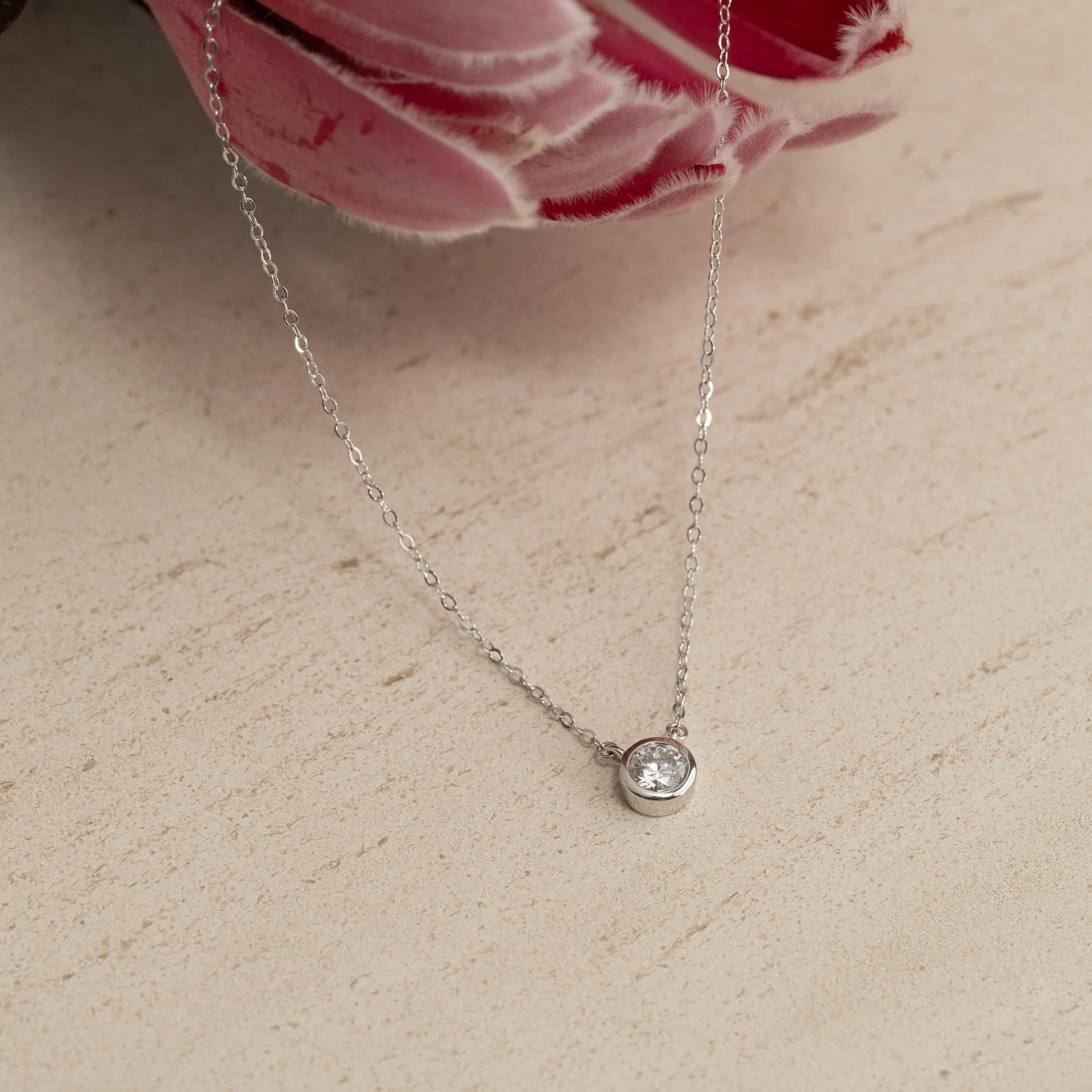 SOLITAIRE BEZEL DIAMOND NECKLACE - Image 6