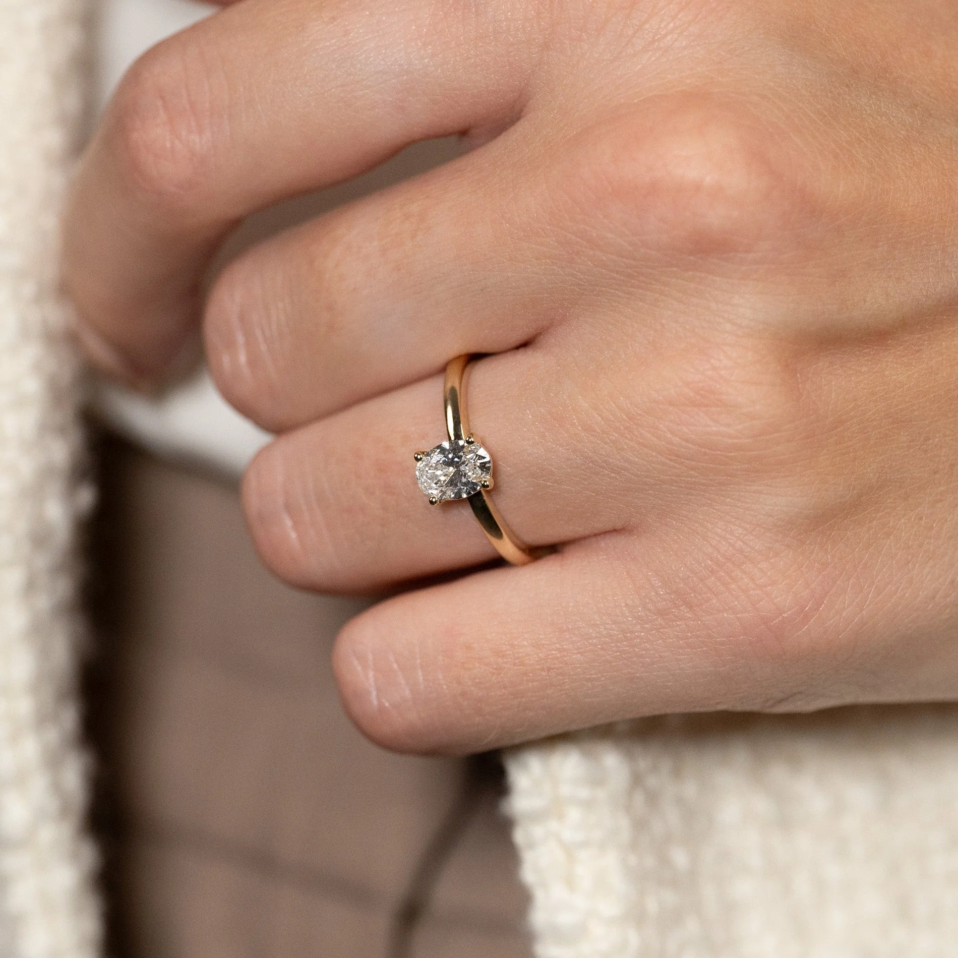 SOLITAIRE OVAL-CUT LAB-DIAMOND RING - 0.75ct - YG - Image 5