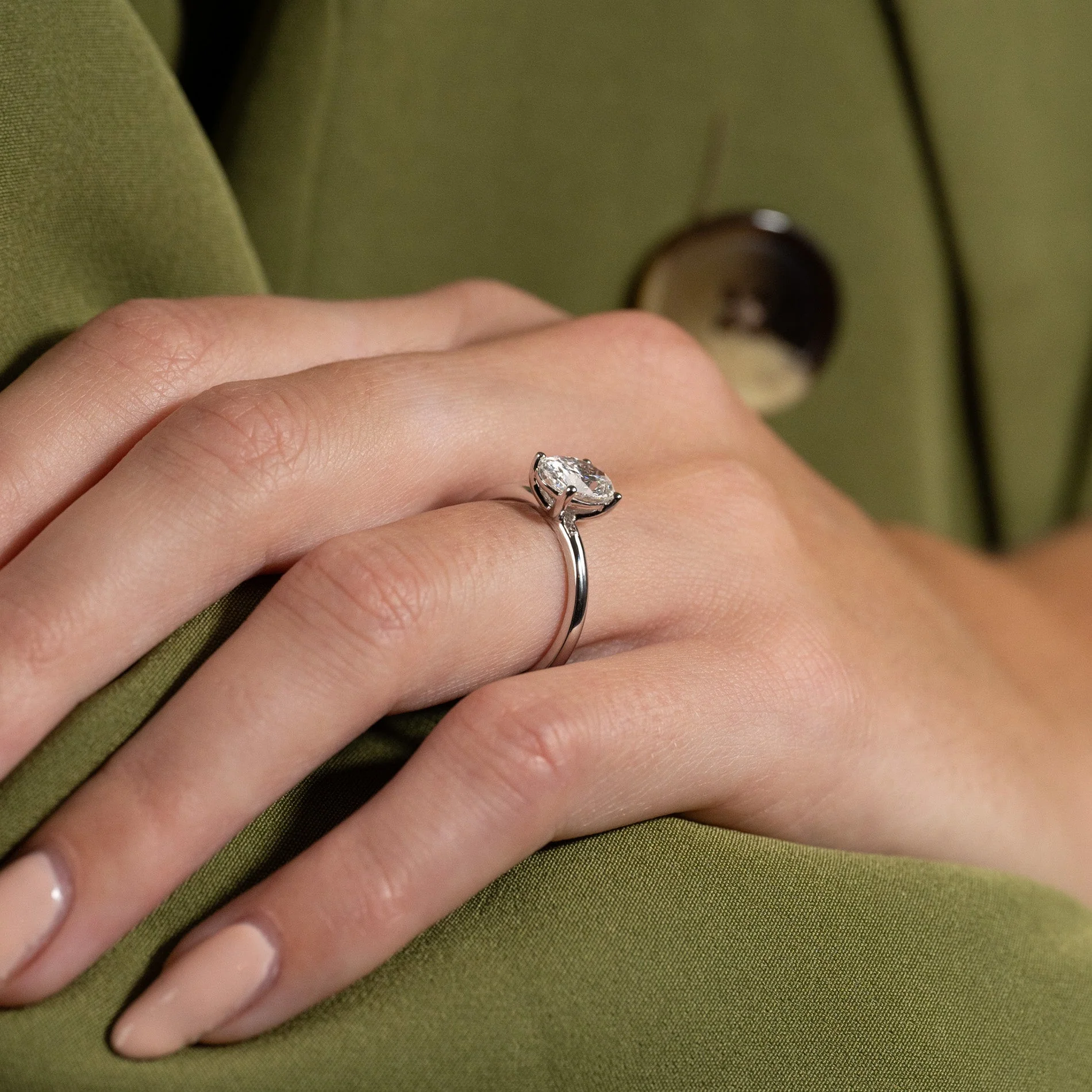 SOLITAIRE OVAL-CUT LAB-DIAMOND RING - 1.5ct - WG - Image 5