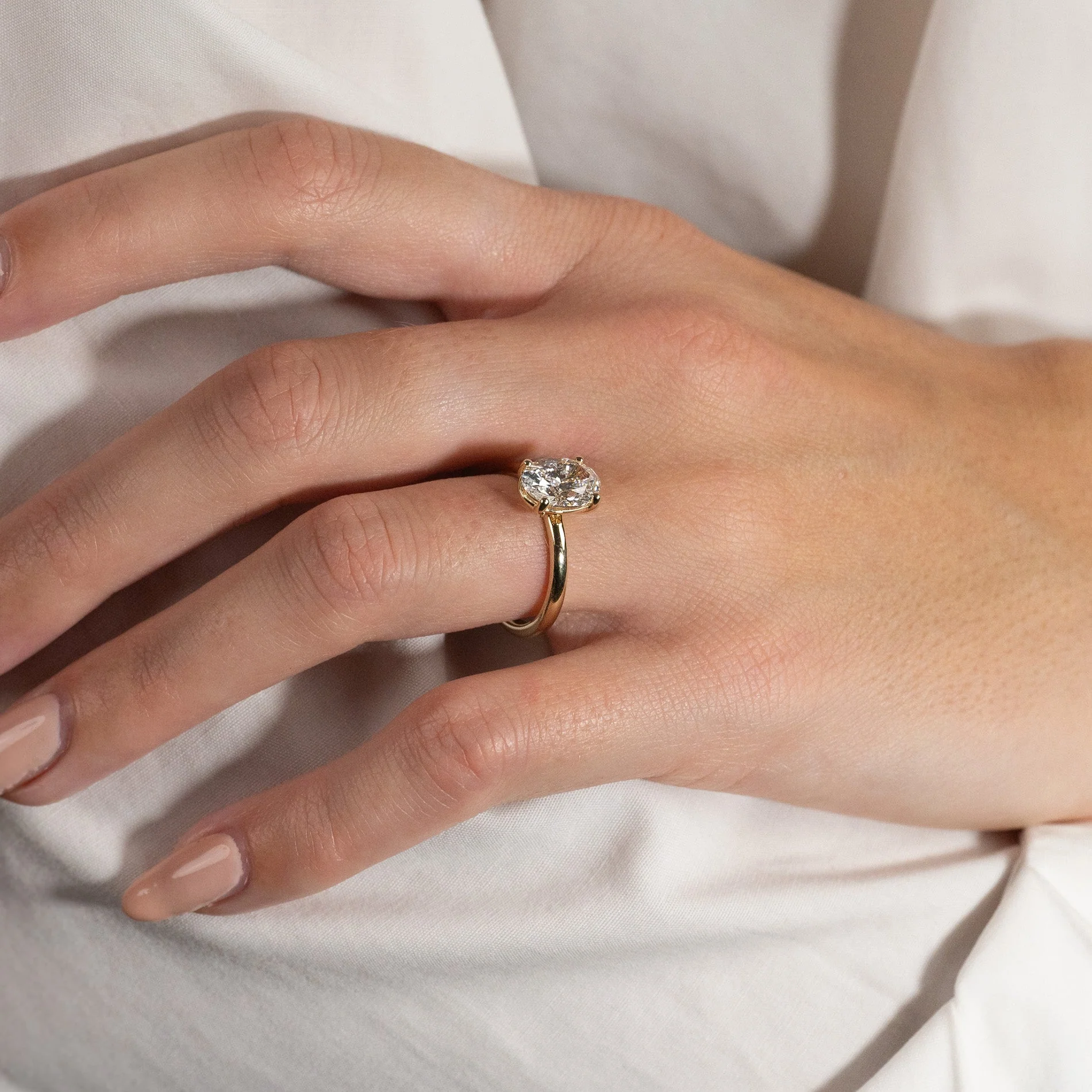 SOLITAIRE OVAL-CUT LAB-DIAMOND RING - 2.0ct - YG - Image 5