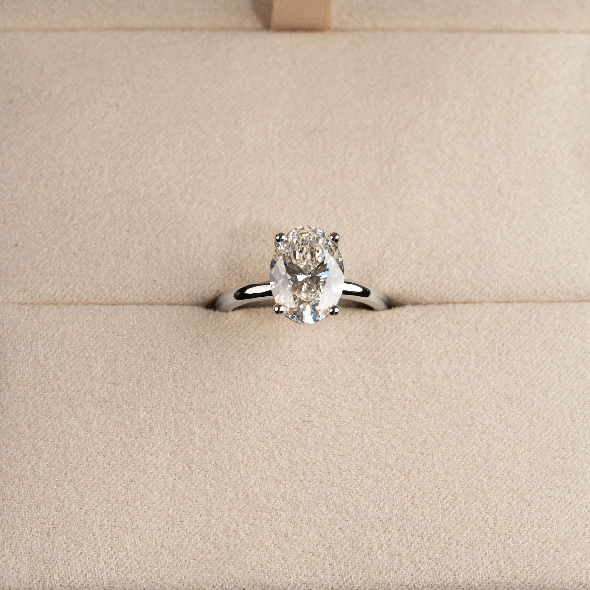 SOLITAIRE OVAL-CUT LAB-DIAMOND RING - 3.0ct - WG - Image 4