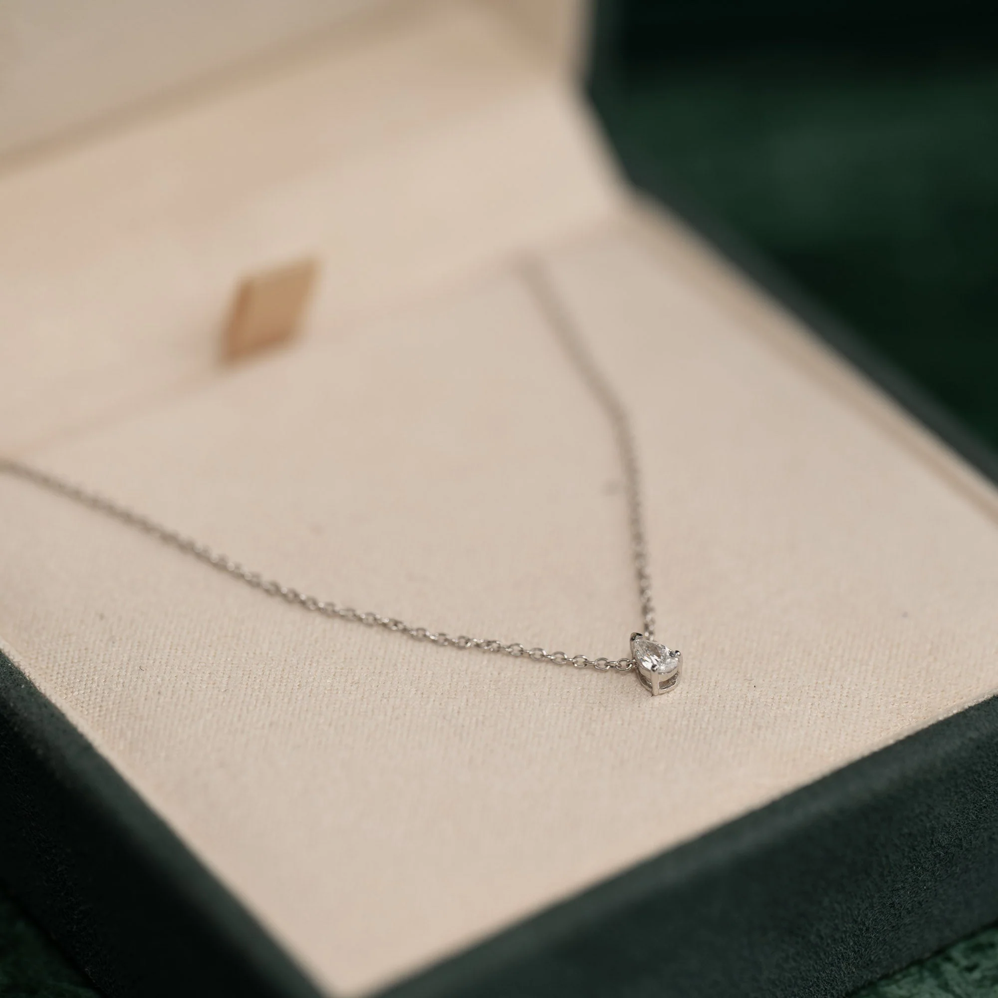 SOLITAIRE PEAR-CUT LAB-DIAMOND PENDANT - 0.12ct - WG - Image 4