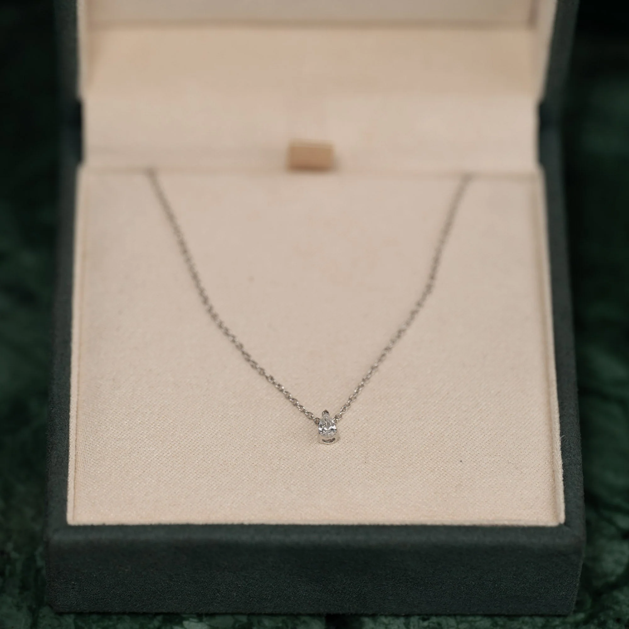 SOLITAIRE PEAR-CUT LAB-DIAMOND PENDANT - 0.12ct - WG - Image 5