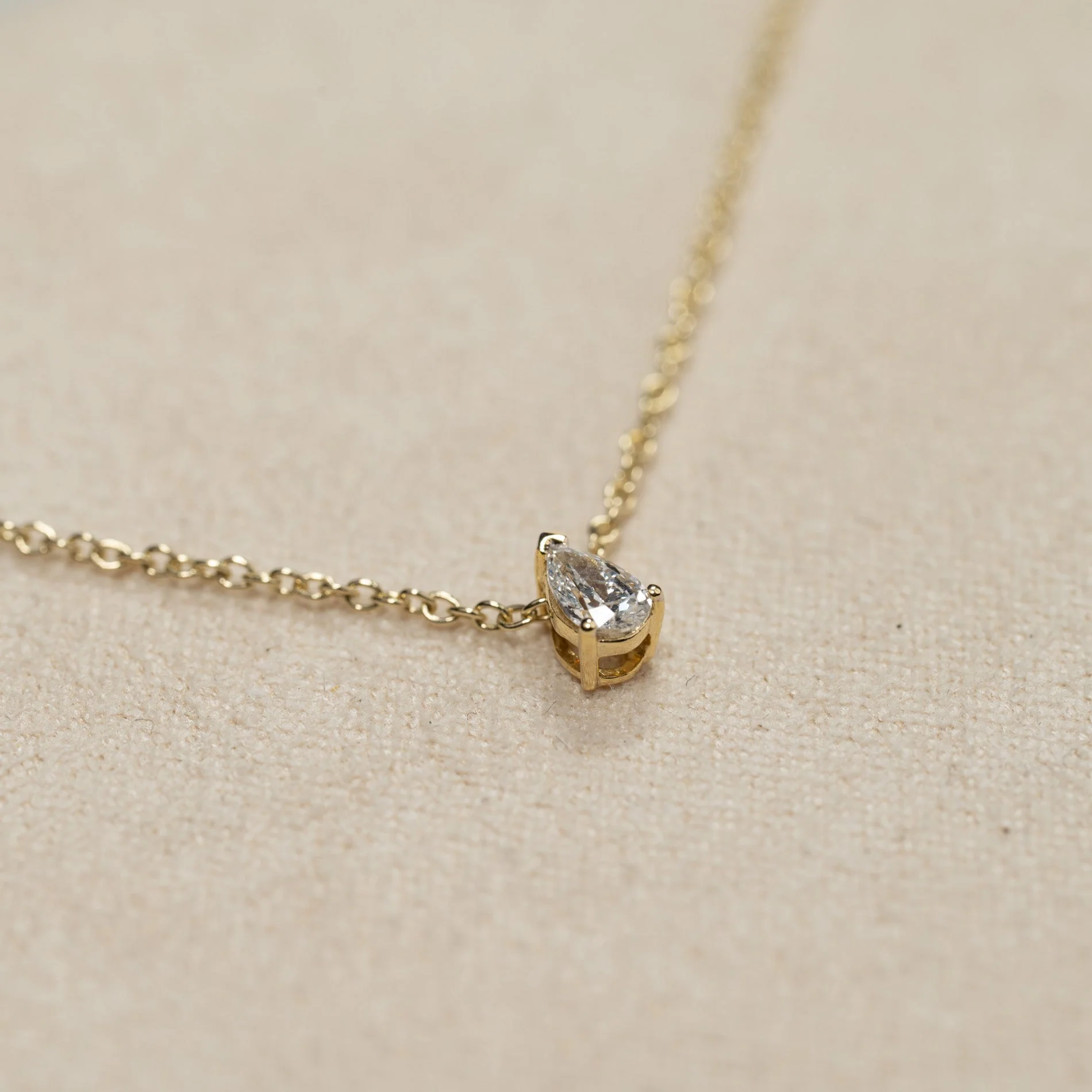 SOLITAIRE PEAR-CUT LAB-DIAMOND PENDANT - 0.12ct - YG - Image 3