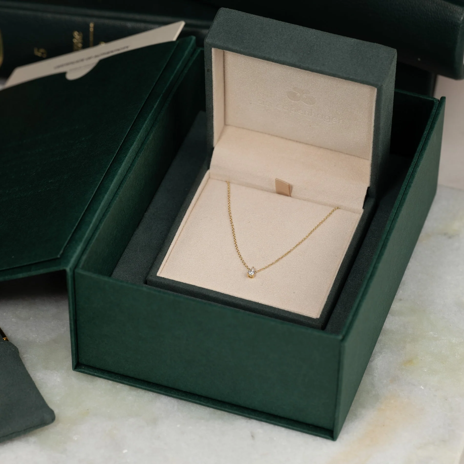 SOLITAIRE PEAR-CUT LAB-DIAMOND PENDANT - 0.12ct - YG - Image 8