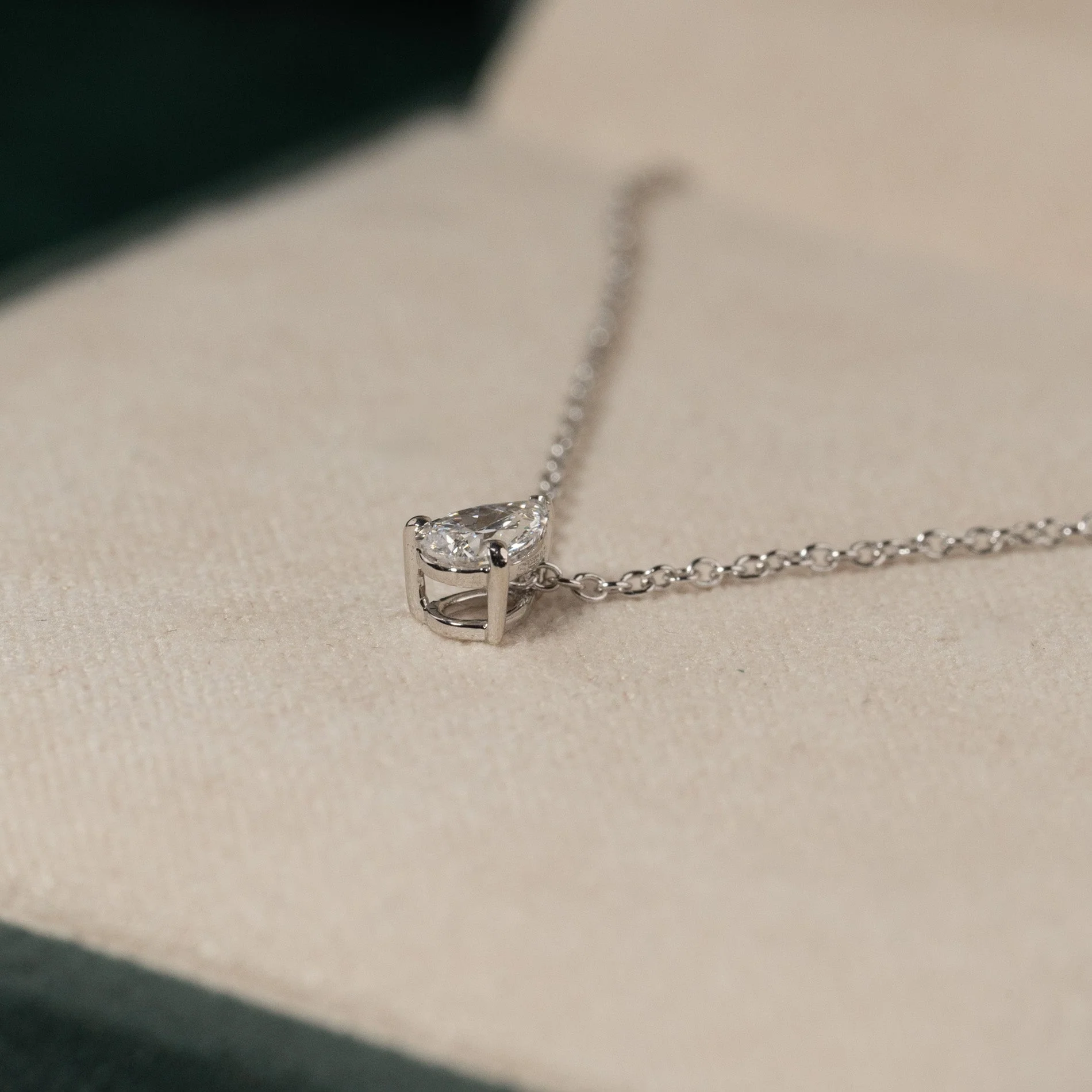 SOLITAIRE PEAR-CUT LAB-DIAMOND PENDANT - 0.25ct - WG - Image 3