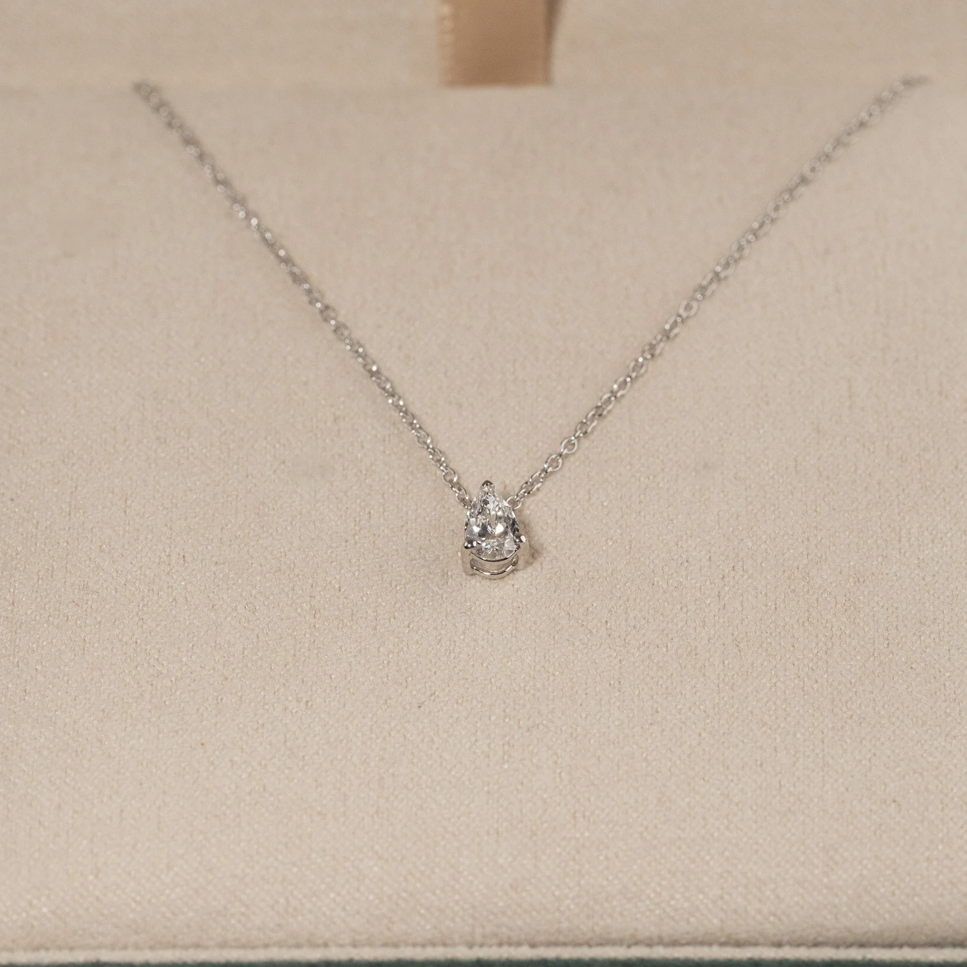 SOLITAIRE PEAR-CUT LAB-DIAMOND PENDANT - 0.25ct - WG - Image 6