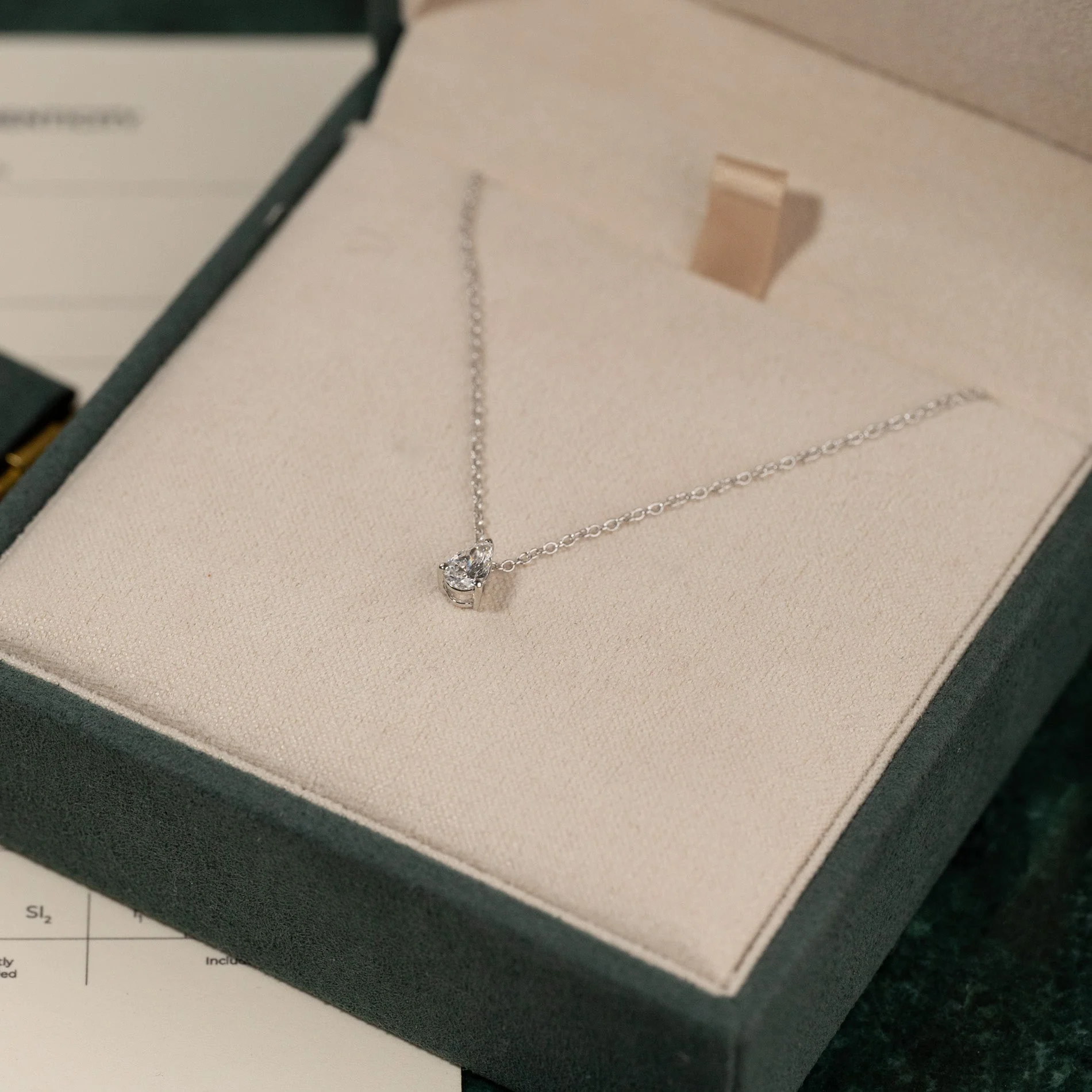 SOLITAIRE PEAR-CUT LAB-DIAMOND PENDANT - 0.25ct - WG - Image 8