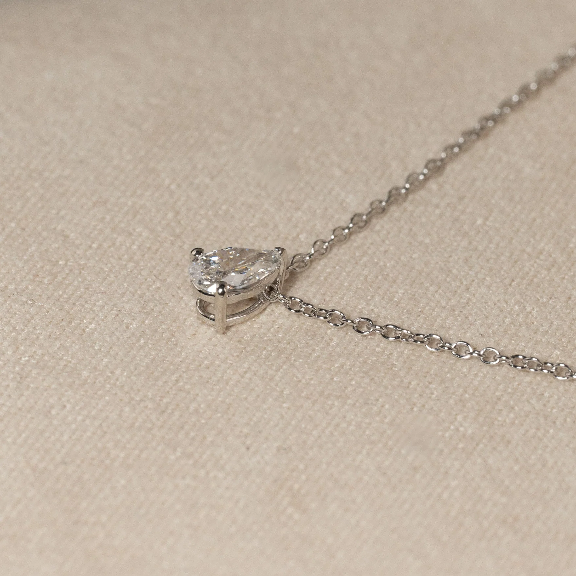 SOLITAIRE PEAR-CUT LAB-DIAMOND PENDANT - 0.25ct - WG - Image 9