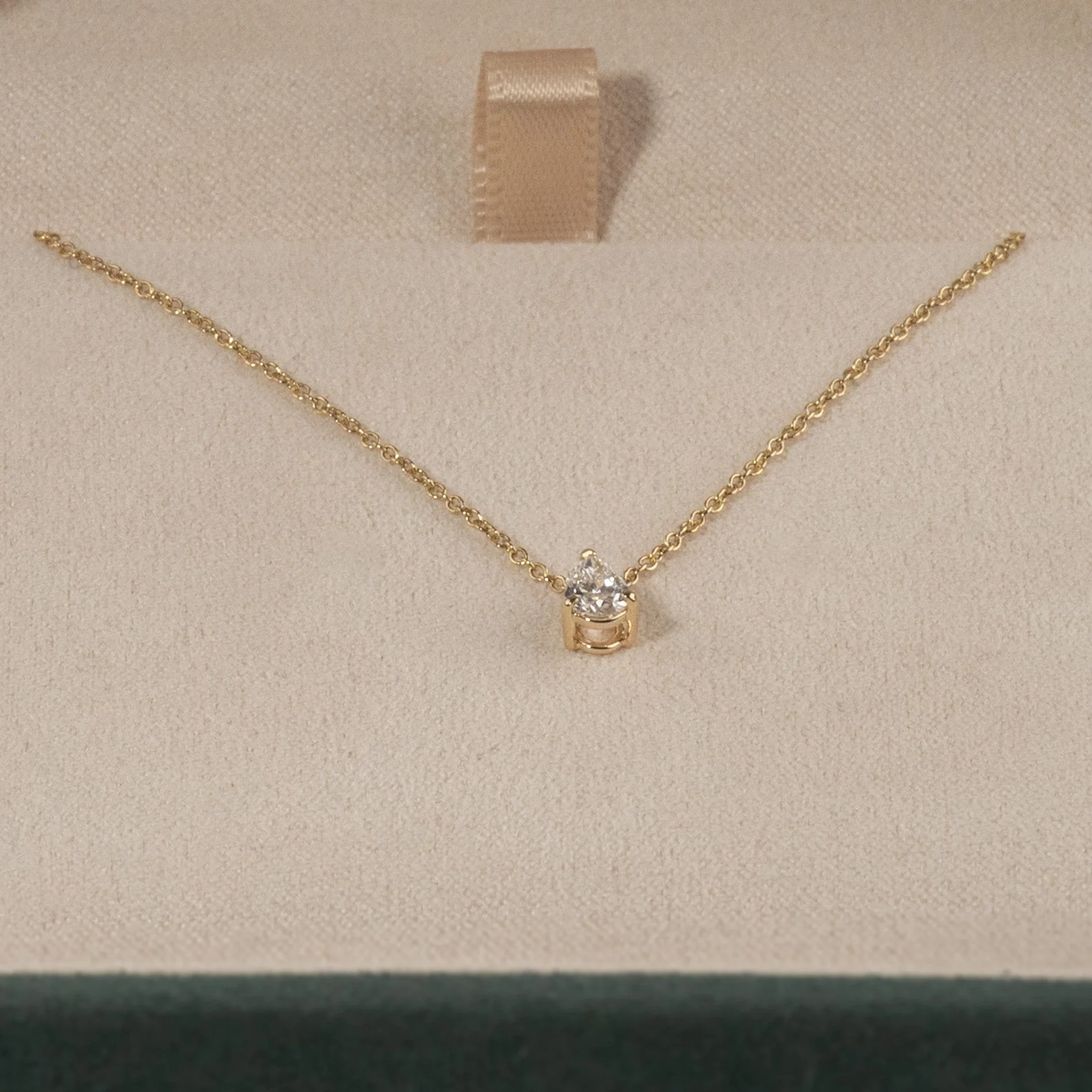 SOLITAIRE PEAR-CUT LAB-DIAMOND PENDANT - 0.25ct - YG - Image 6