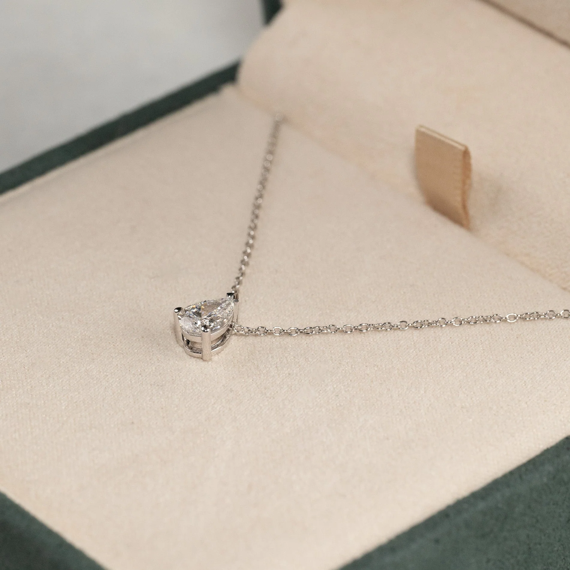 SOLITAIRE PEAR-CUT LAB-DIAMOND PENDANT - 0.45ct - WG - Image 4