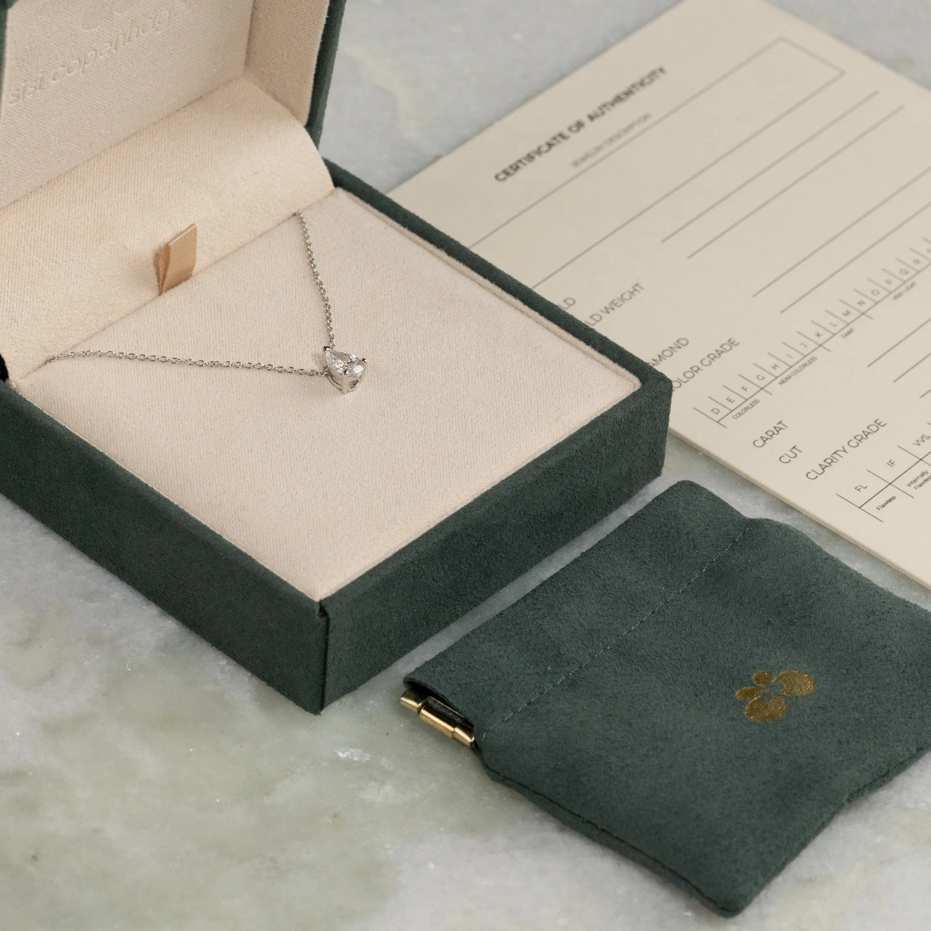 SOLITAIRE PEAR-CUT LAB-DIAMOND PENDANT - 0.45ct - WG - Image 5