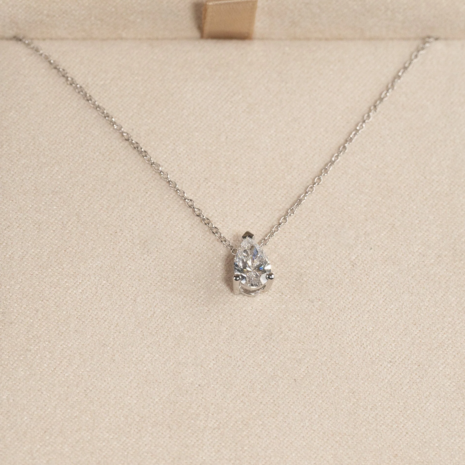 SOLITAIRE PEAR-CUT LAB-DIAMOND PENDANT - 0.45ct - WG - Image 7