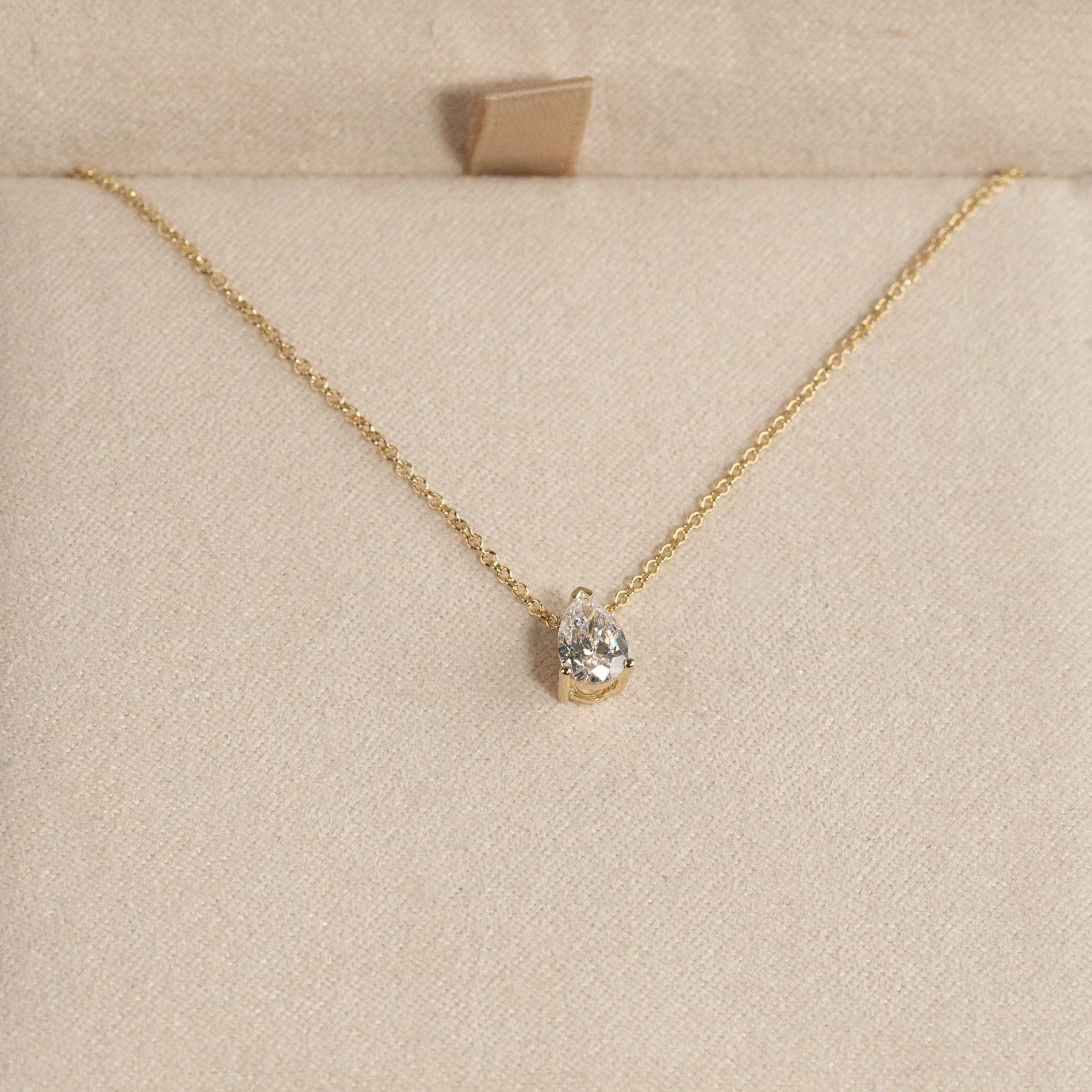 SOLITAIRE PEAR-CUT LAB-DIAMOND PENDANT - 0.45ct - YG - Image 5