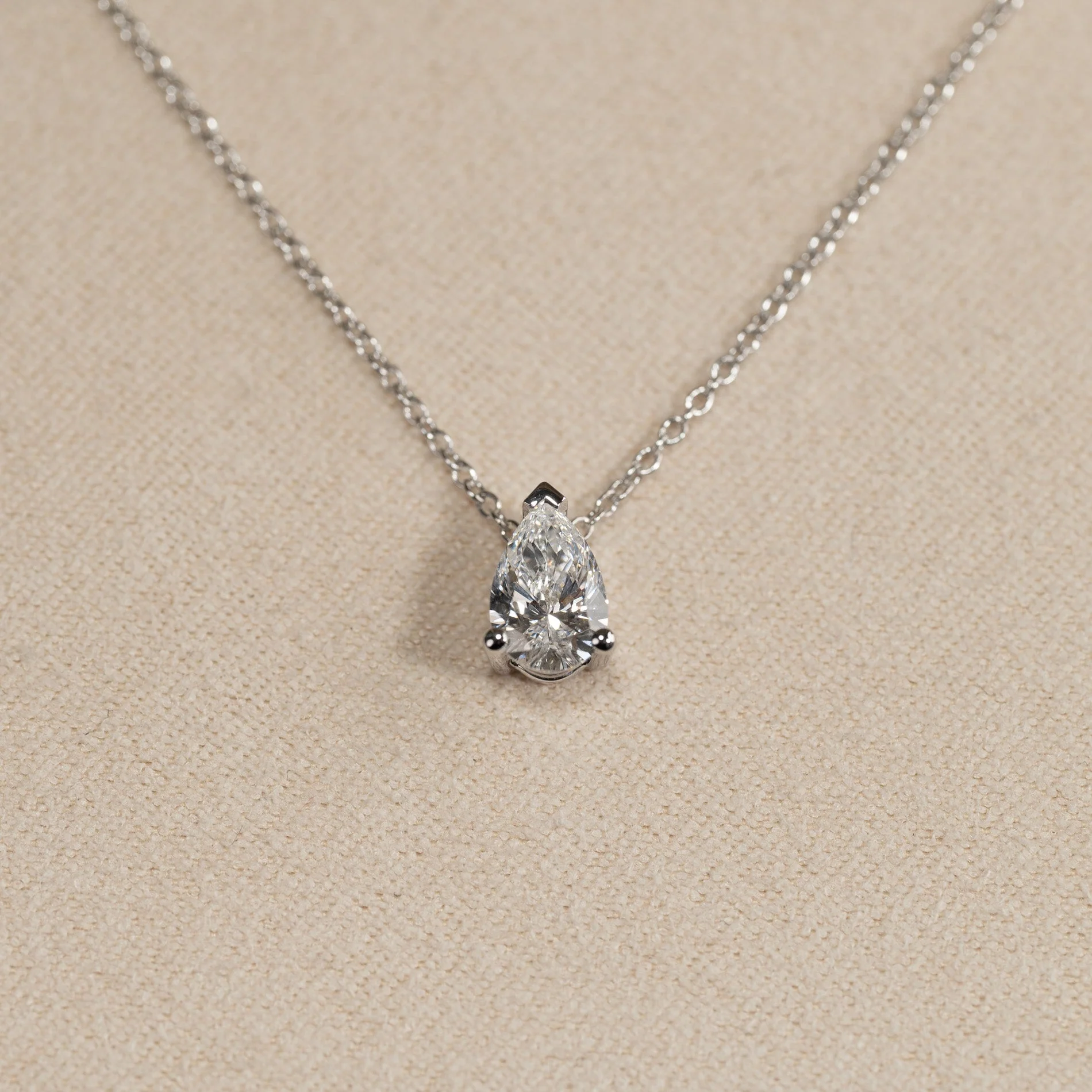 SOLITAIRE PEAR-CUT LAB-DIAMOND PENDANT - 0.65ct - WG - Image 10