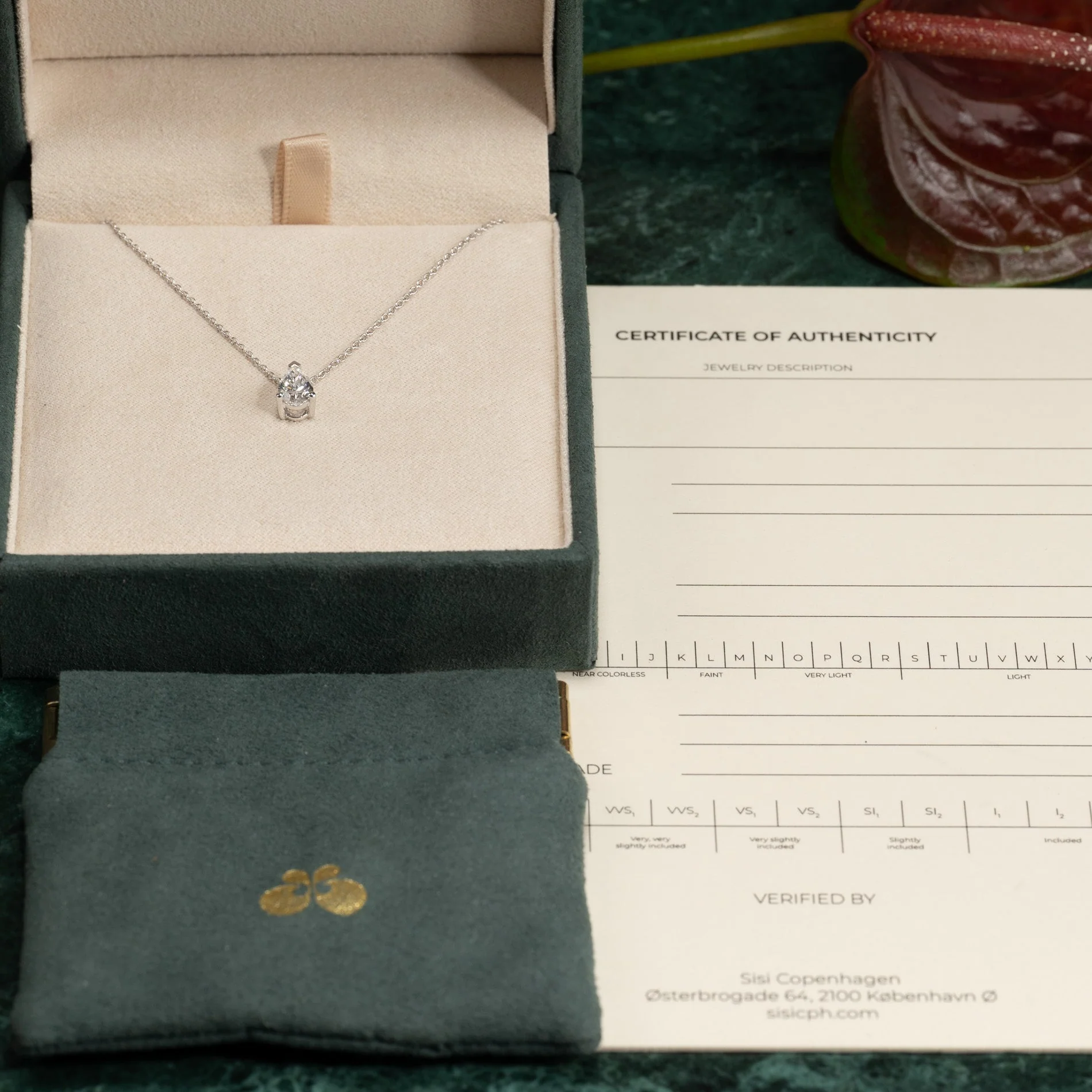 SOLITAIRE PEAR-CUT LAB-DIAMOND PENDANT - 0.65ct - WG - Image 12