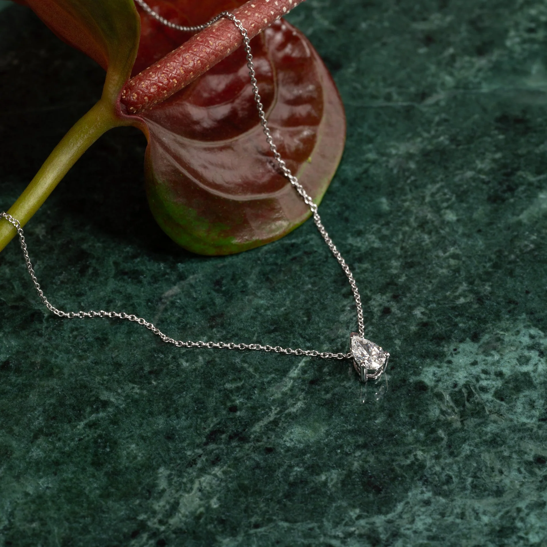 SOLITAIRE PEAR-CUT LAB-DIAMOND PENDANT - 0.65ct - WG - Image 4