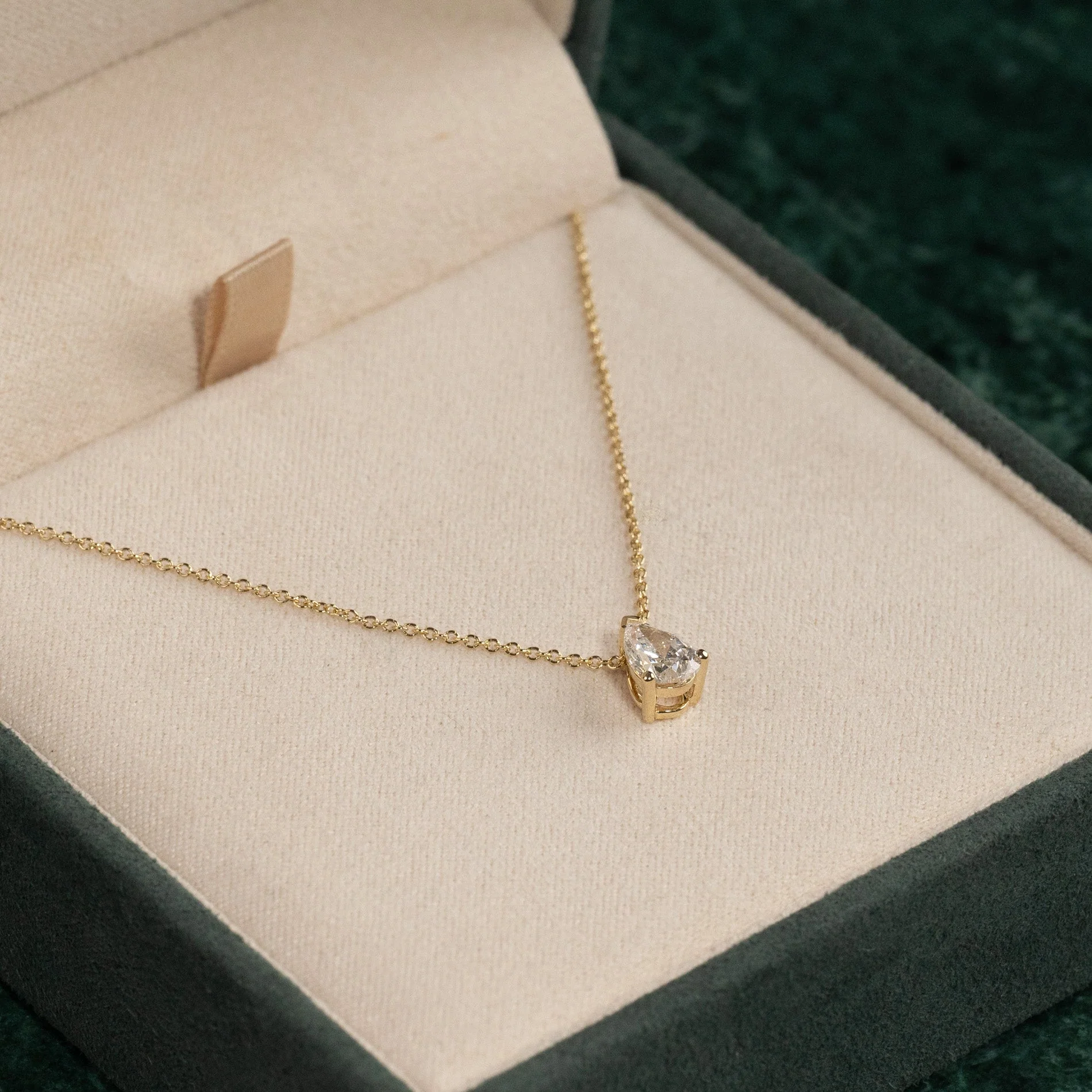 SOLITAIRE PEAR-CUT LAB-DIAMOND PENDANT - 0.65ct - YG - Image 5