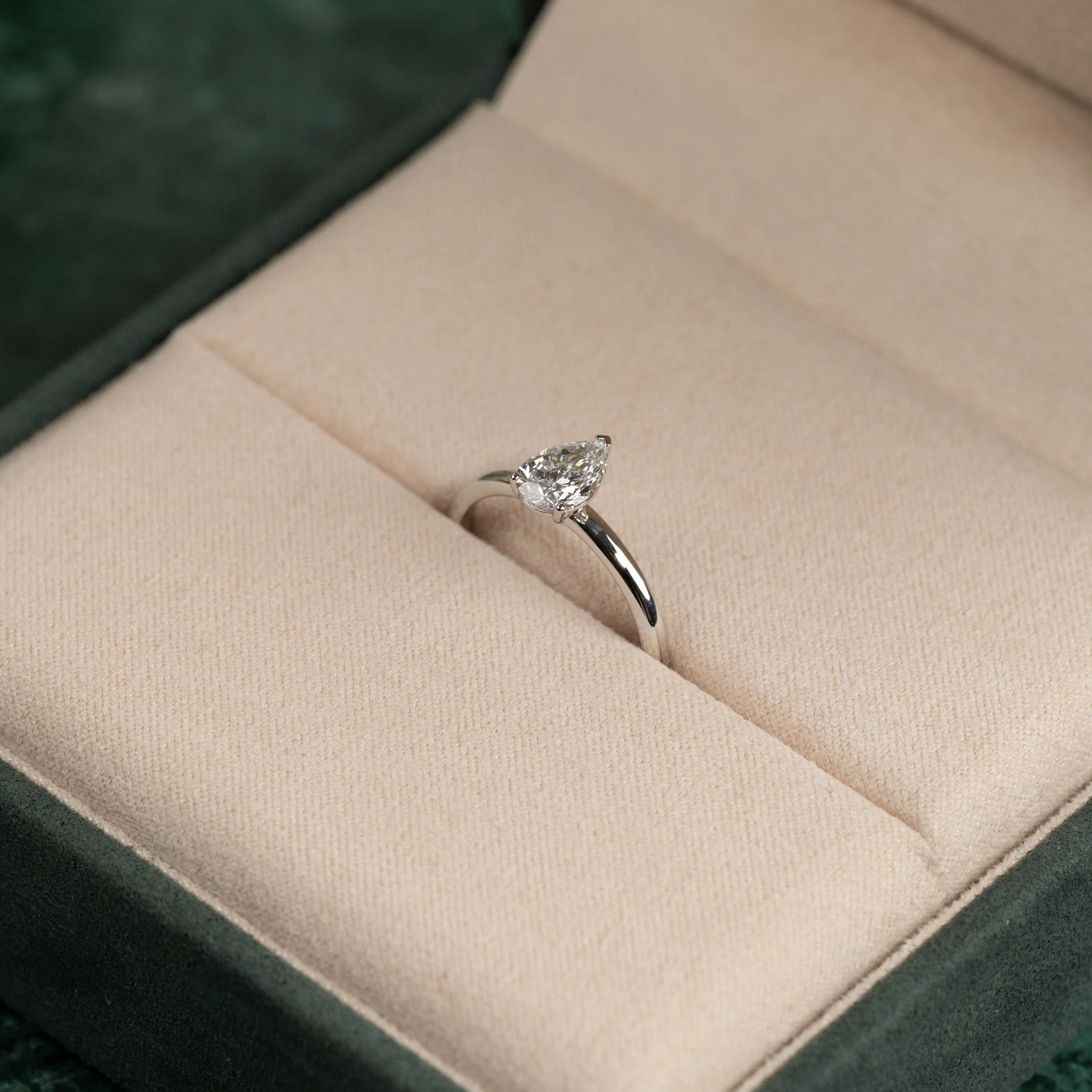 SOLITAIRE PEAR-CUT LAB-DIAMOND RING - 0.75ct - WG - Image 3
