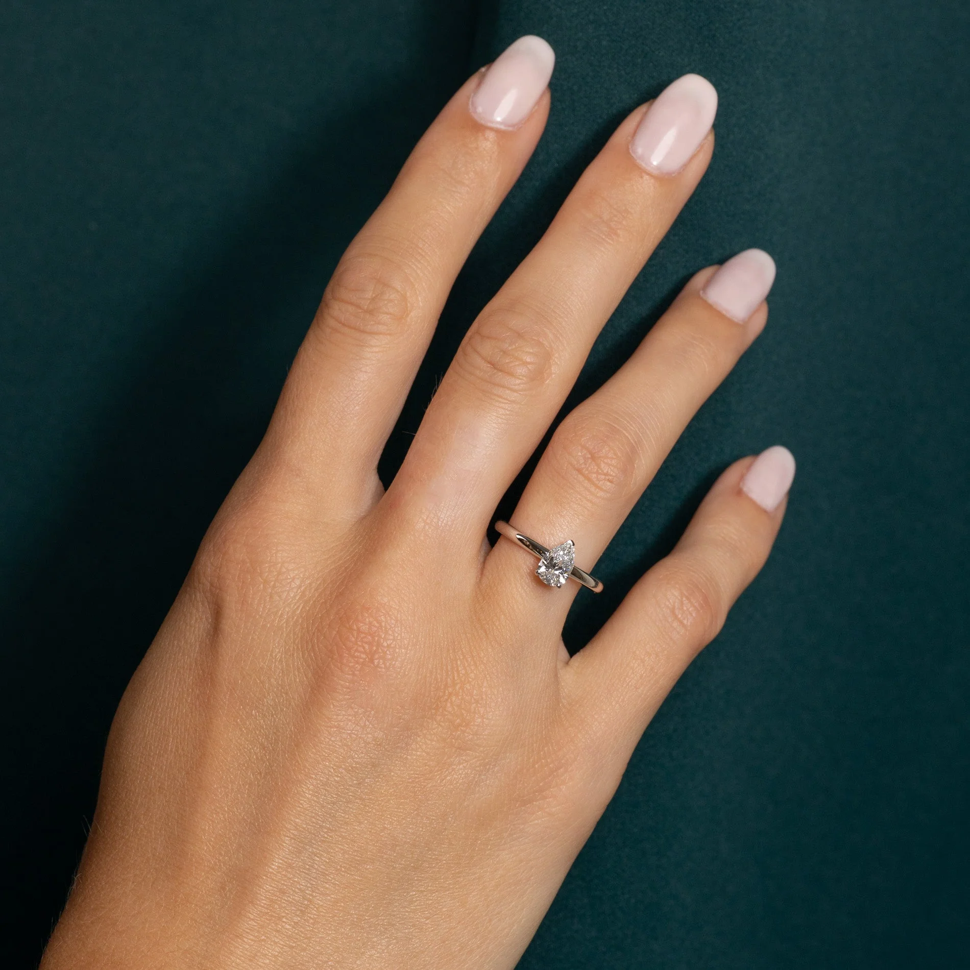 SOLITAIRE PEAR-CUT LAB-DIAMOND RING - 0.75ct - WG - Image 5