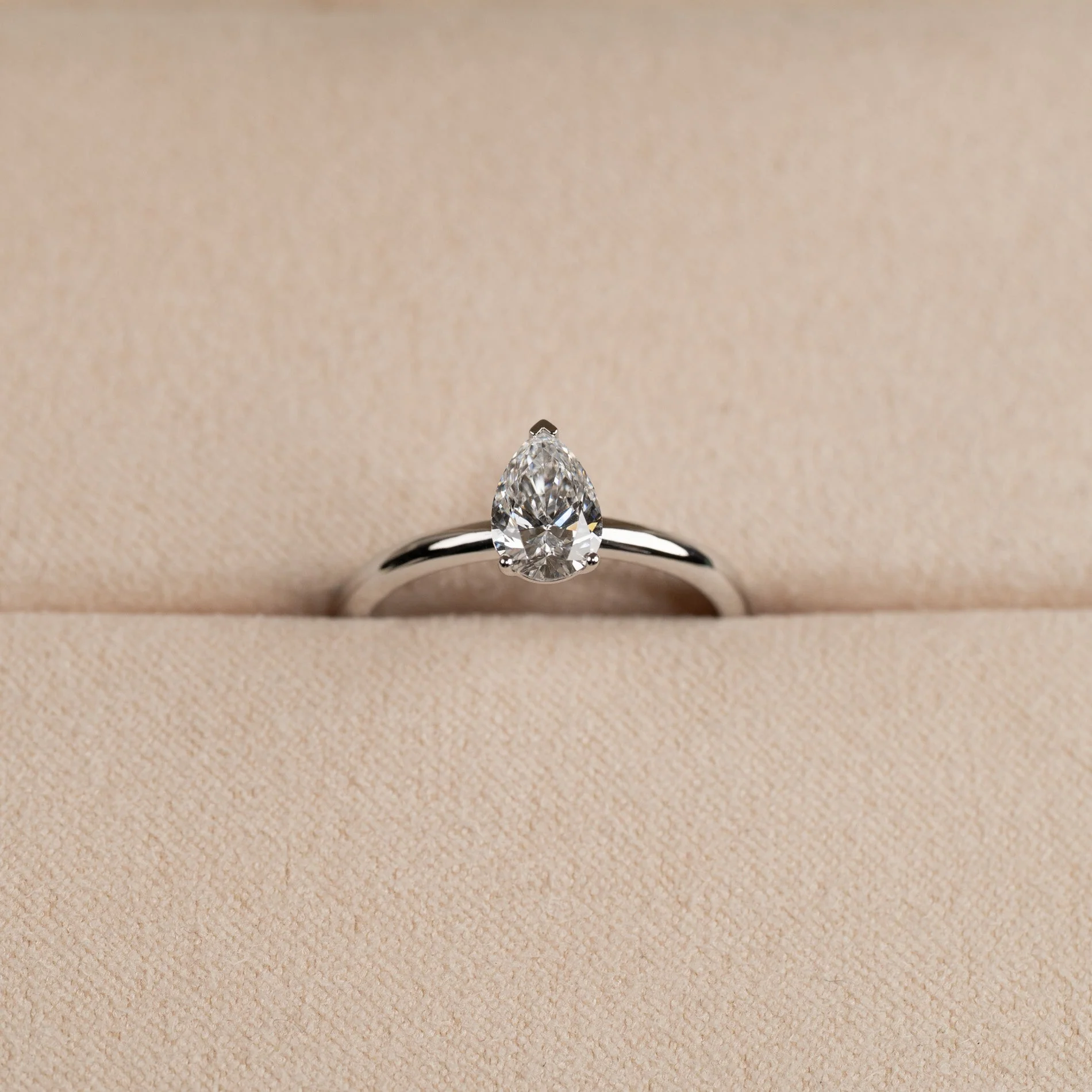 SOLITAIRE PEAR-CUT LAB-DIAMOND RING - 0.75ct - WG - Image 6