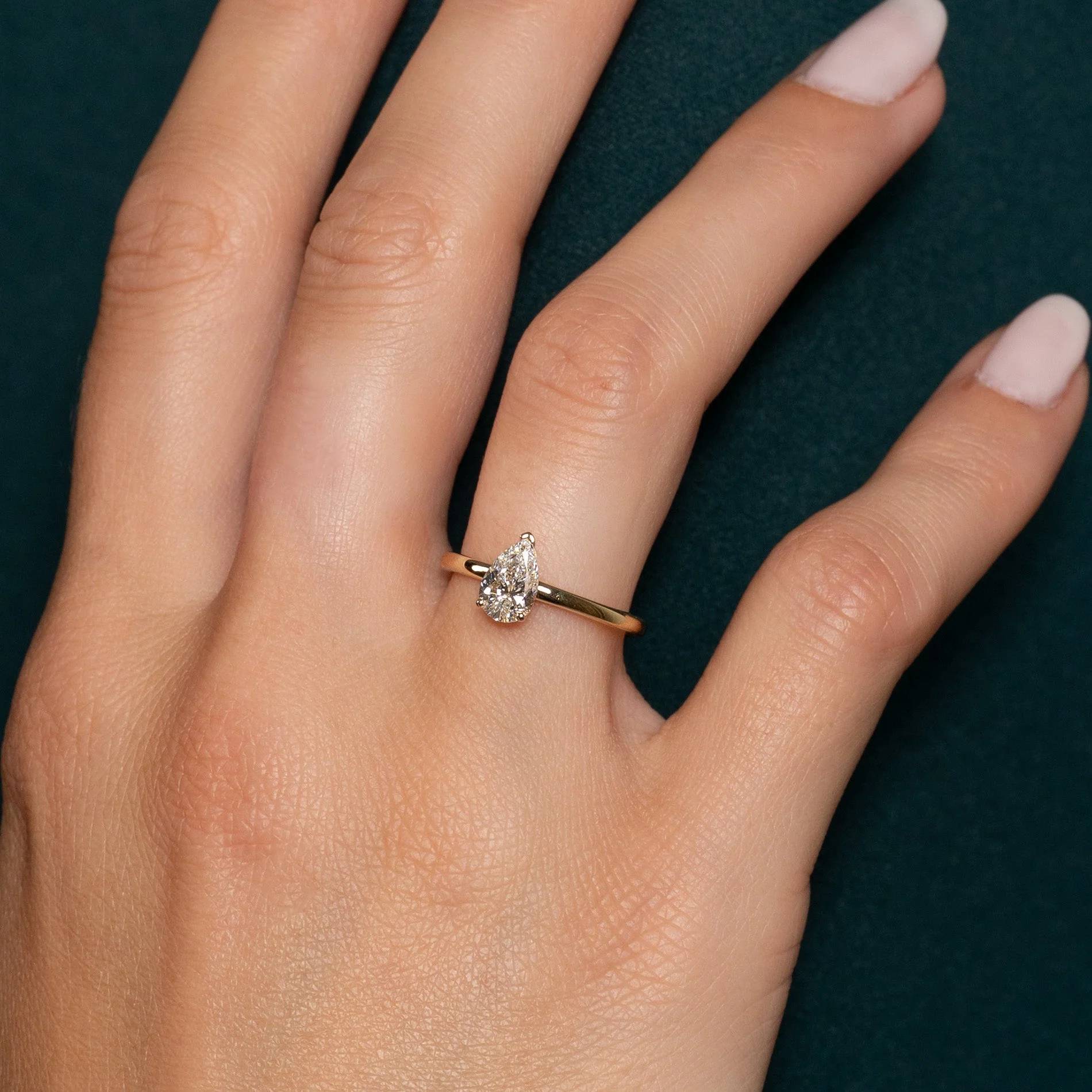 SOLITAIRE PEAR-CUT LAB-DIAMOND RING - 0.75ct - YG - Image 2