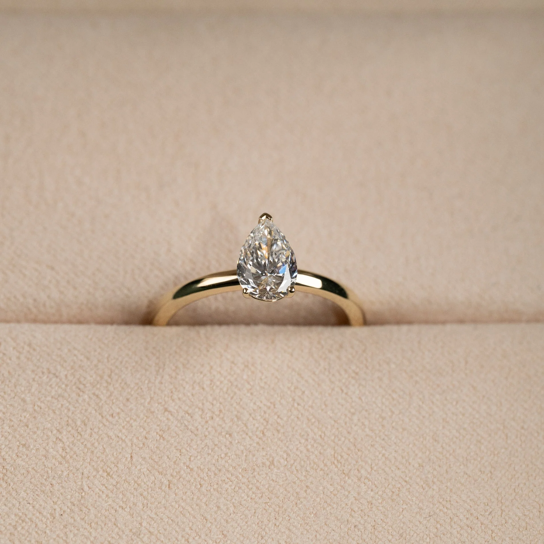 SOLITAIRE PEAR-CUT LAB-DIAMOND RING - 0.75ct - YG - Image 3