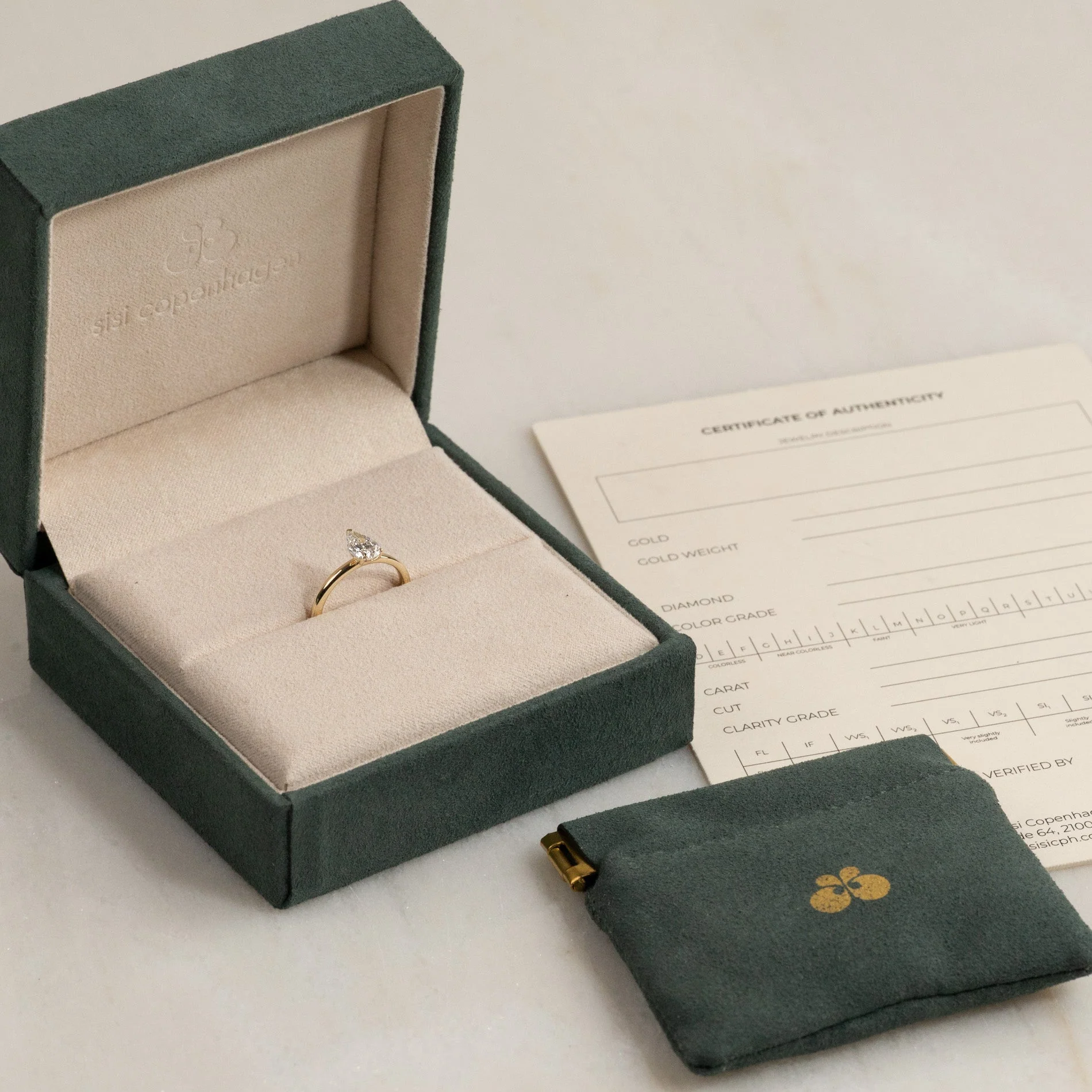 SOLITAIRE PEAR-CUT LAB-DIAMOND RING - 0.75ct - YG - Image 4