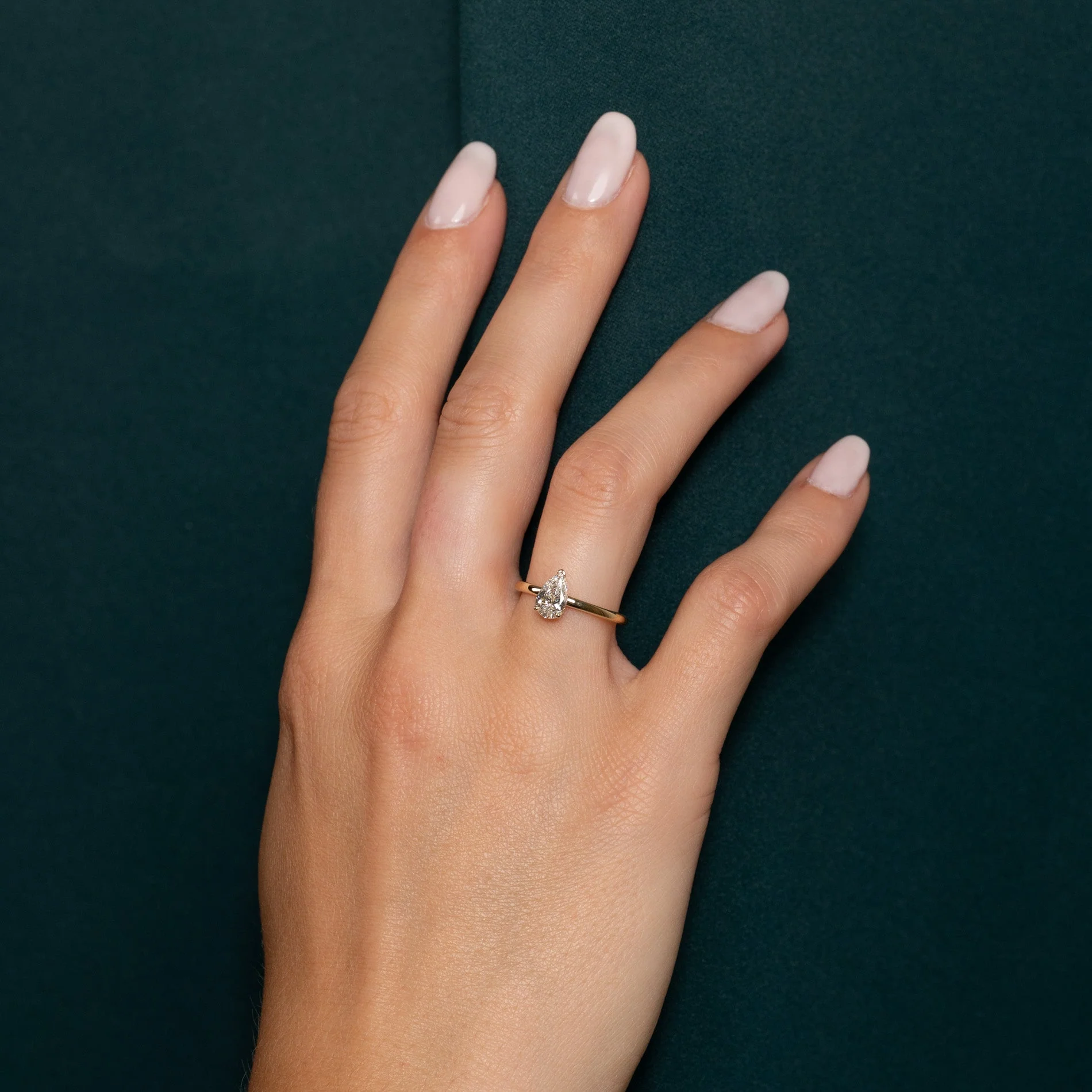SOLITAIRE PEAR-CUT LAB-DIAMOND RING - 0.75ct - YG - Image 8