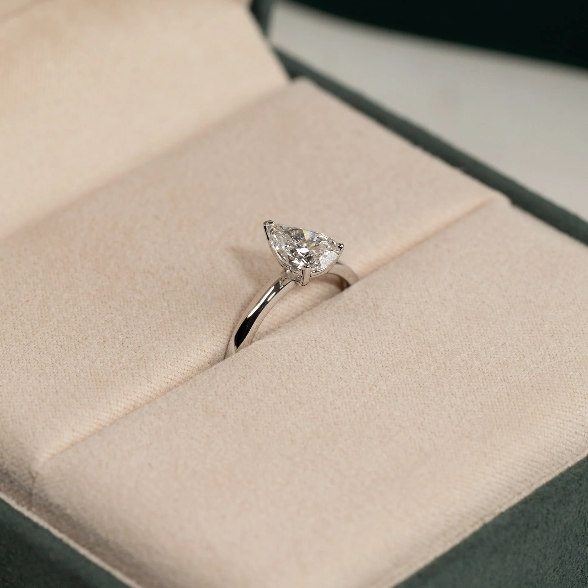 SOLITAIRE PEAR-CUT LAB-DIAMOND RING - 1.2ct - WG - Image 3