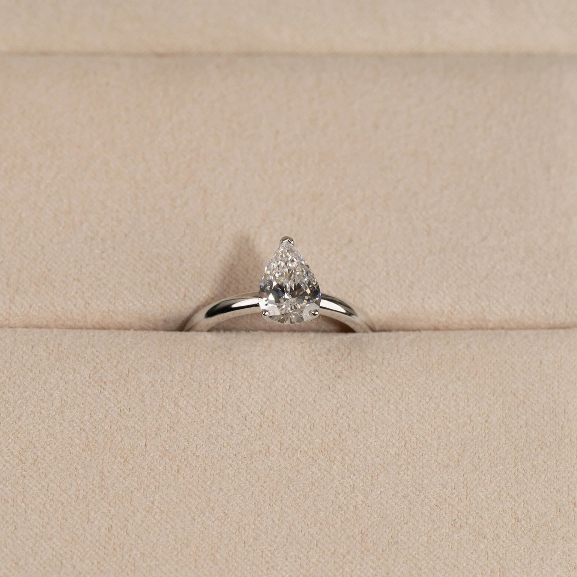SOLITAIRE PEAR-CUT LAB-DIAMOND RING - 1.2ct - WG - Image 7