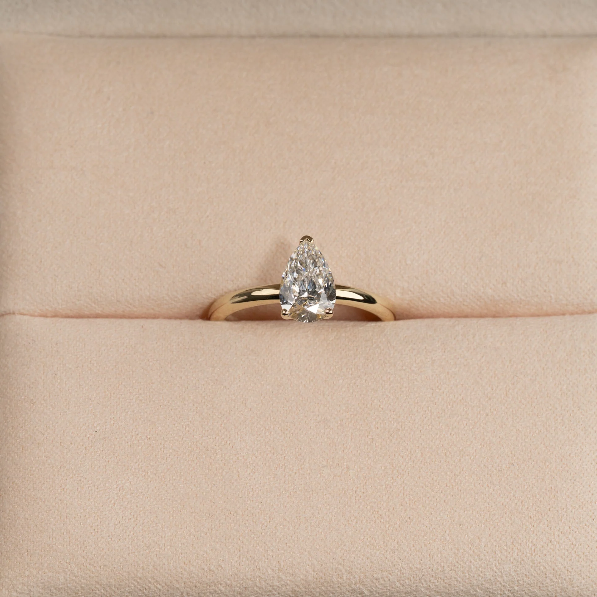 SOLITAIRE PEAR-CUT LAB-DIAMOND RING - 1.2ct - YG - Image 3